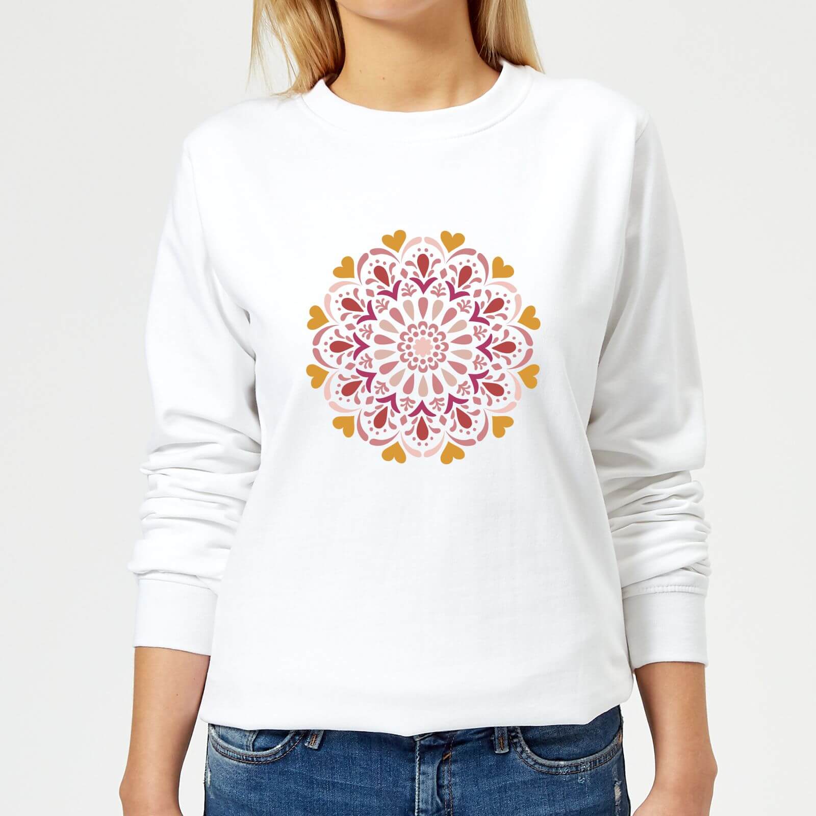 Floral Mandala Women's Sweatshirt - White - XS - White