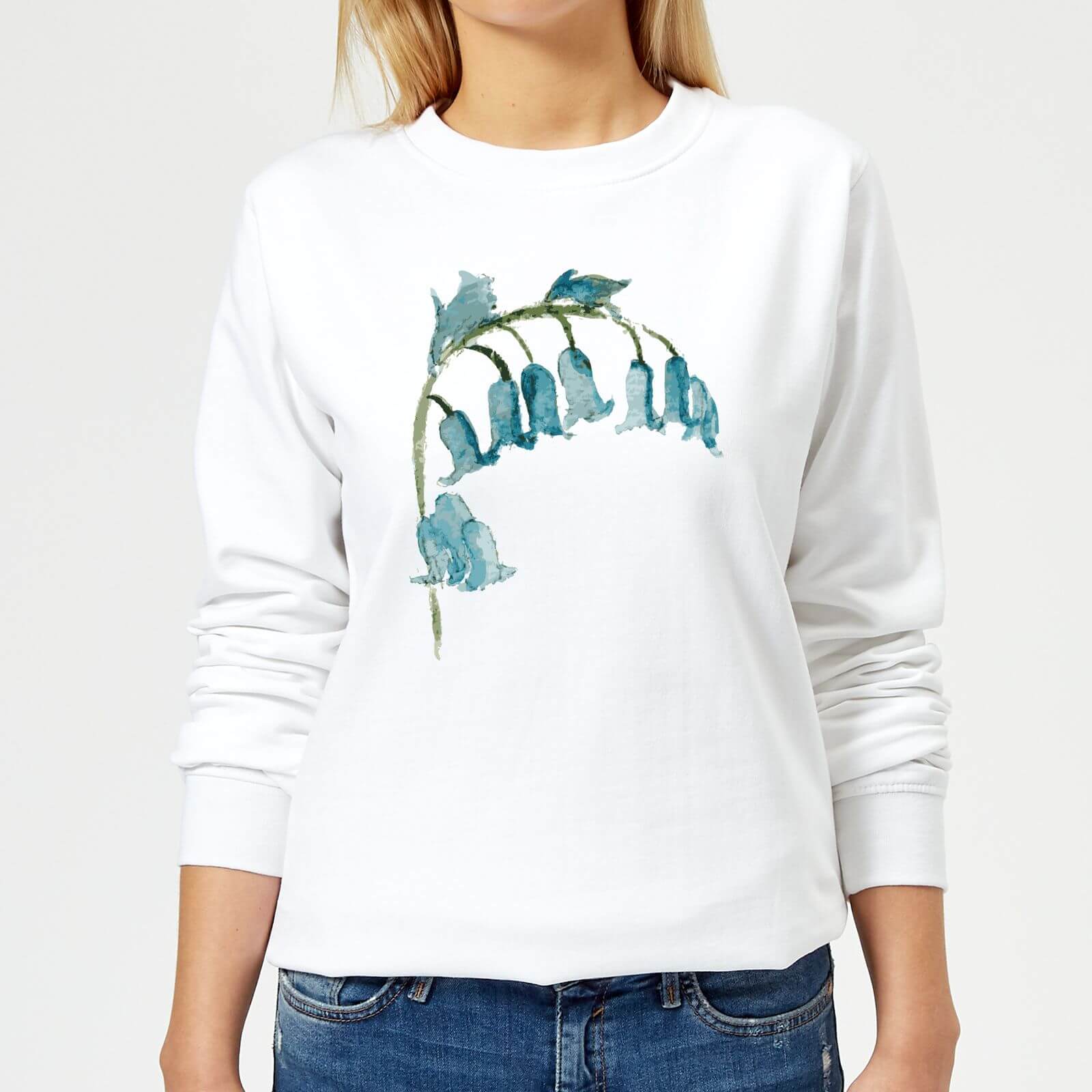 Blue Bells Flower Women's Sweatshirt - White - XS - White