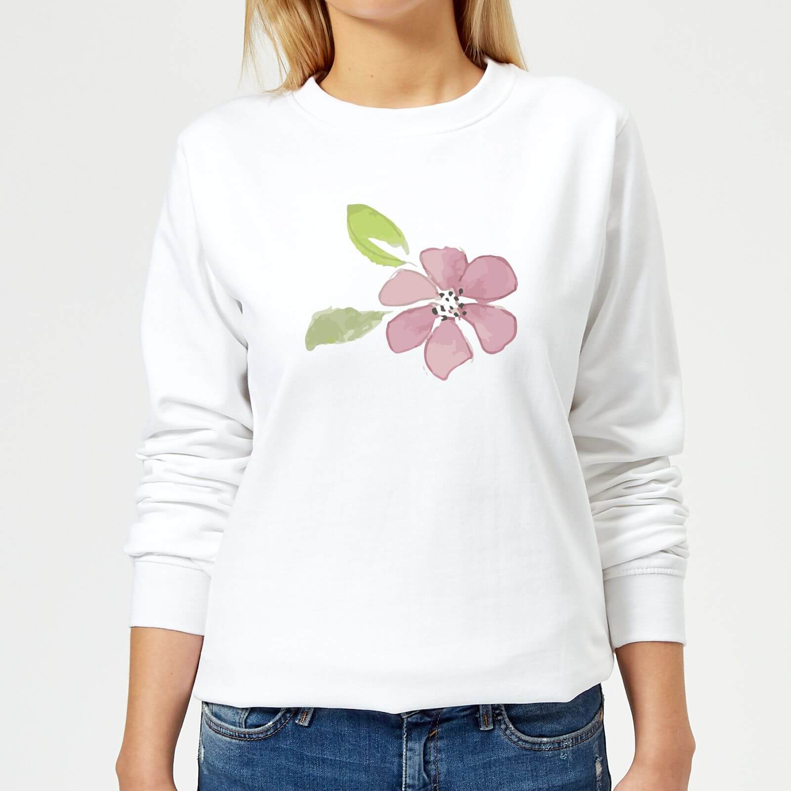 Pink Flower 2 Women's Sweatshirt - White - XS - White