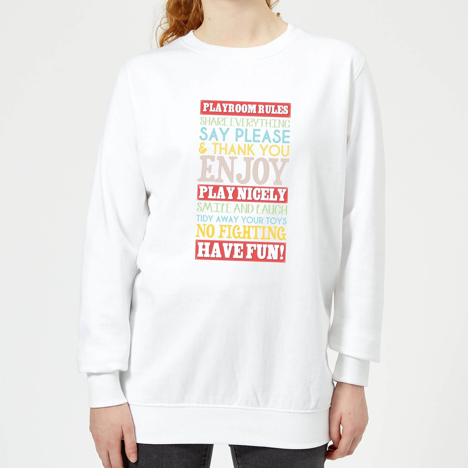 Playroom Rules Red Banner Women's Sweatshirt - White - XS - White