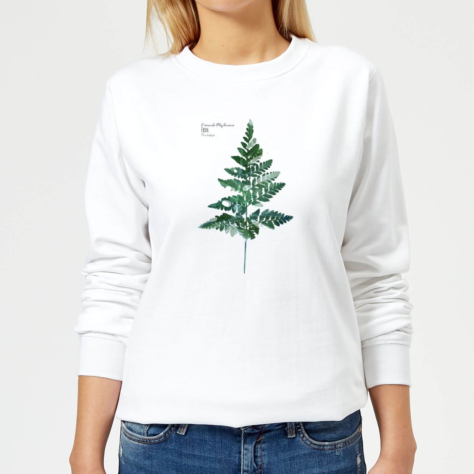 Fern Leaf Women's Sweatshirt - White - XS - White