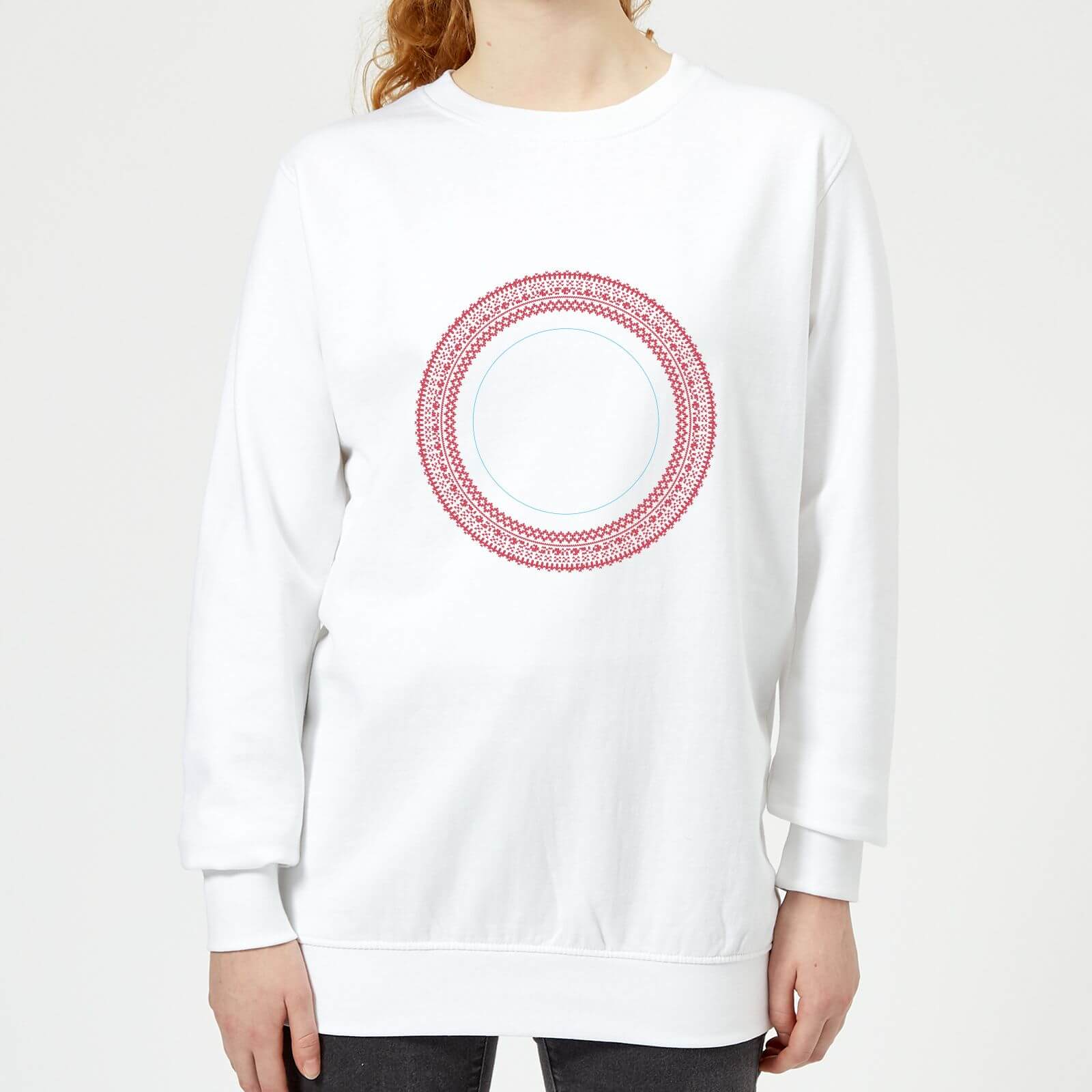 Knitted Circular Pattern Women's Sweatshirt - White - XS - White