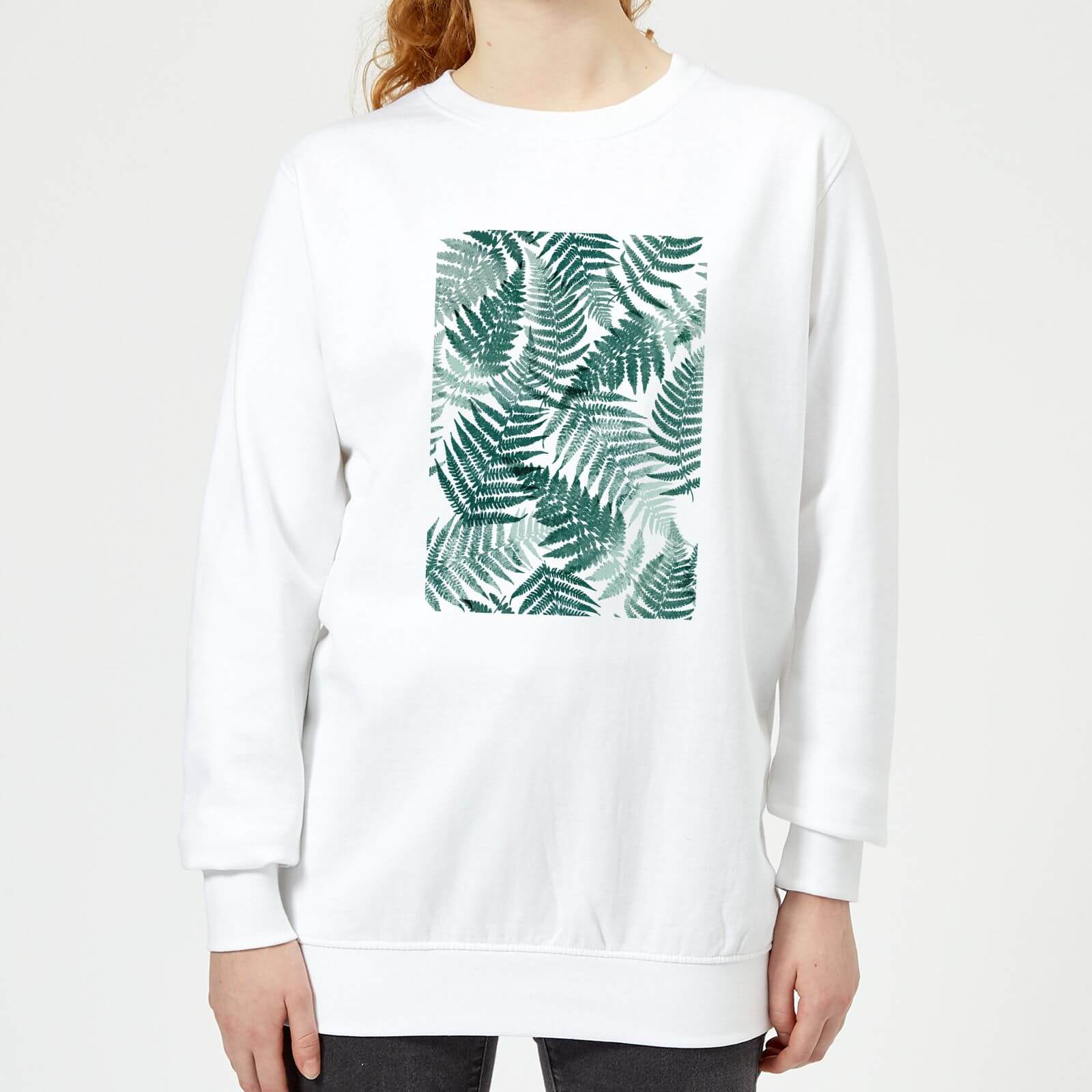 Leaf Pattern Women's Sweatshirt - White - XS - White