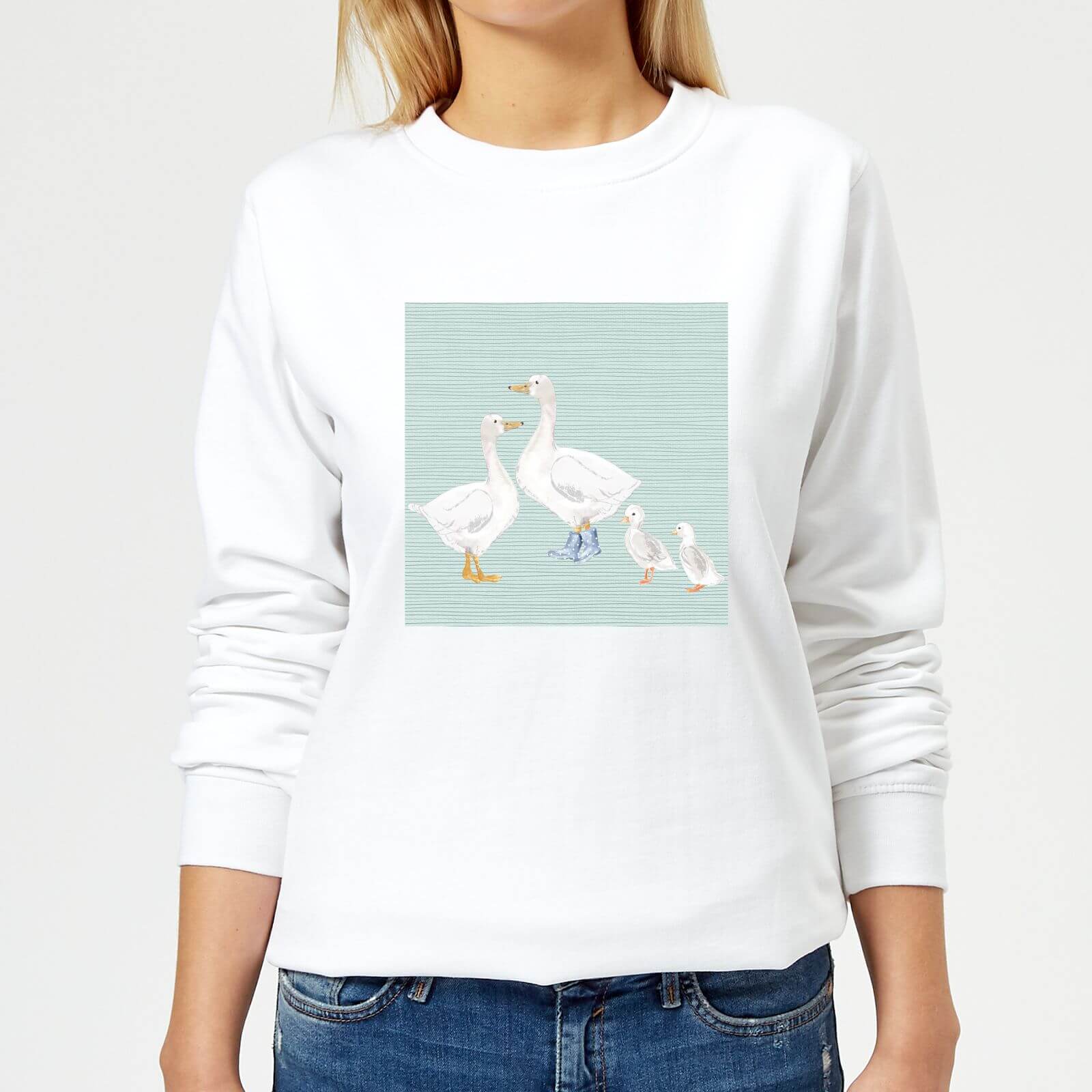 Goose Family Background Women's Sweatshirt - White - XS - White