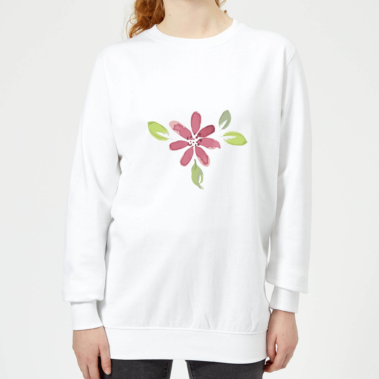 Pink Flower 1 Women's Sweatshirt - White - XS - White
