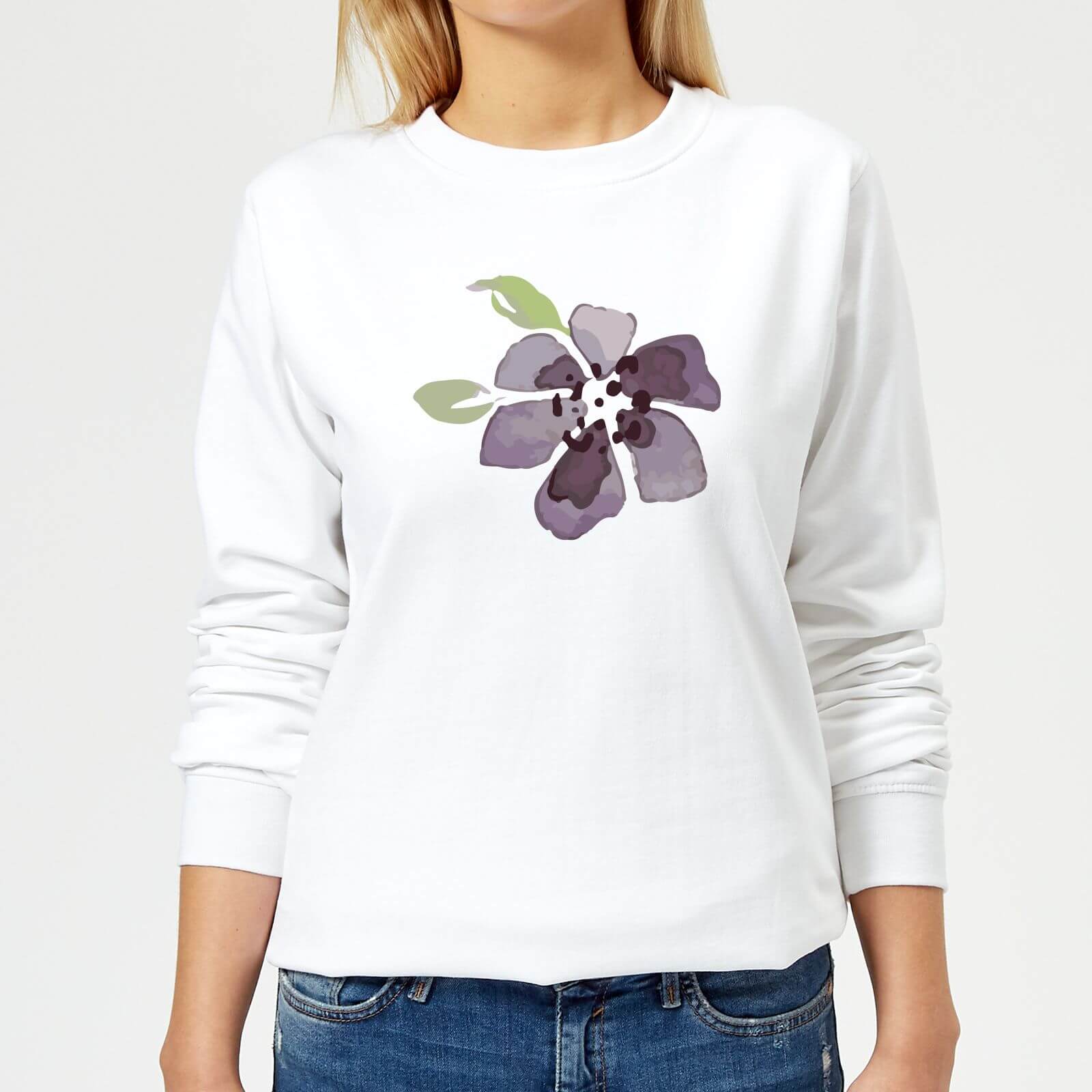 Purple Flower 1 Women's Sweatshirt - White - XS - White