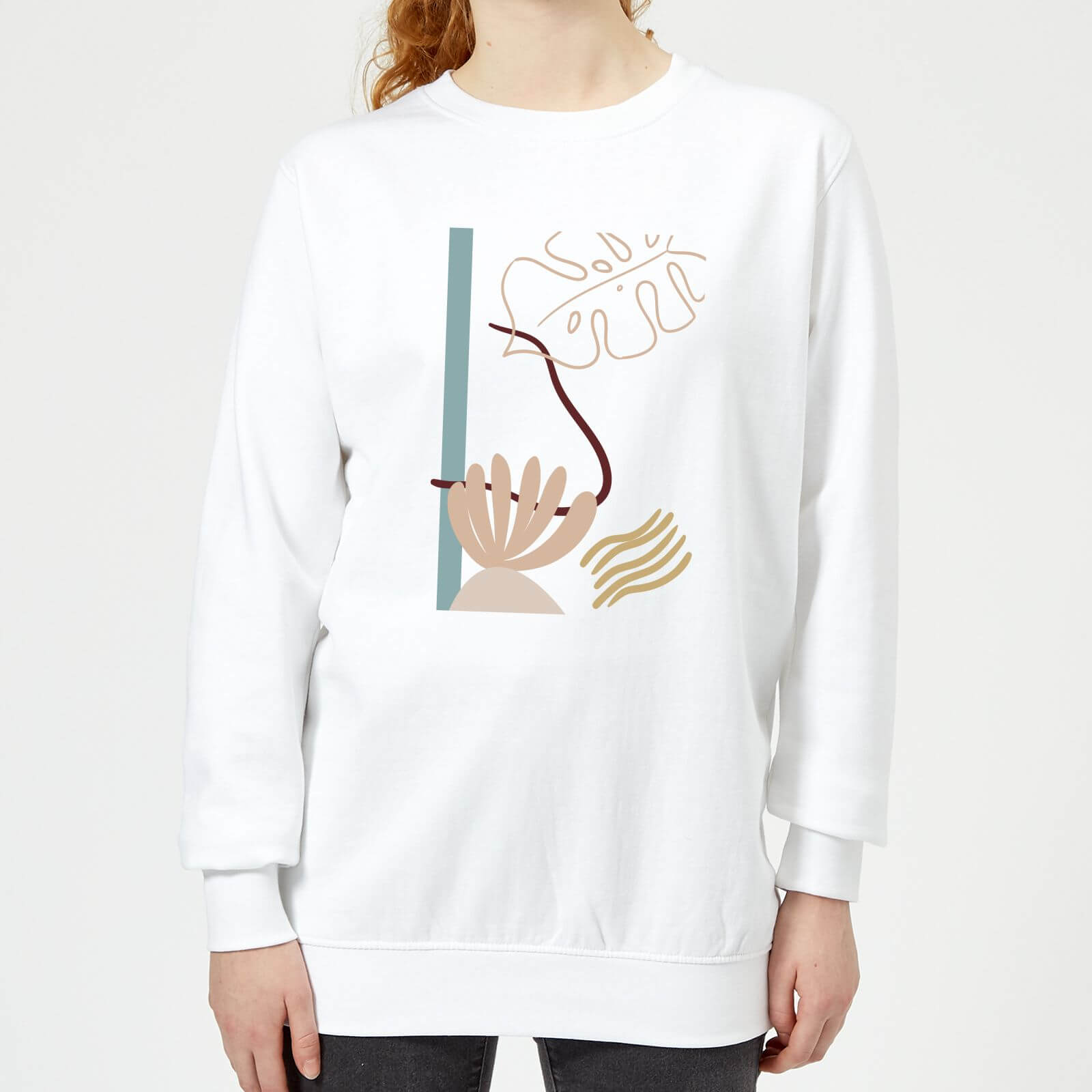 Tropical Leaf Women's Sweatshirt - White - XS - White