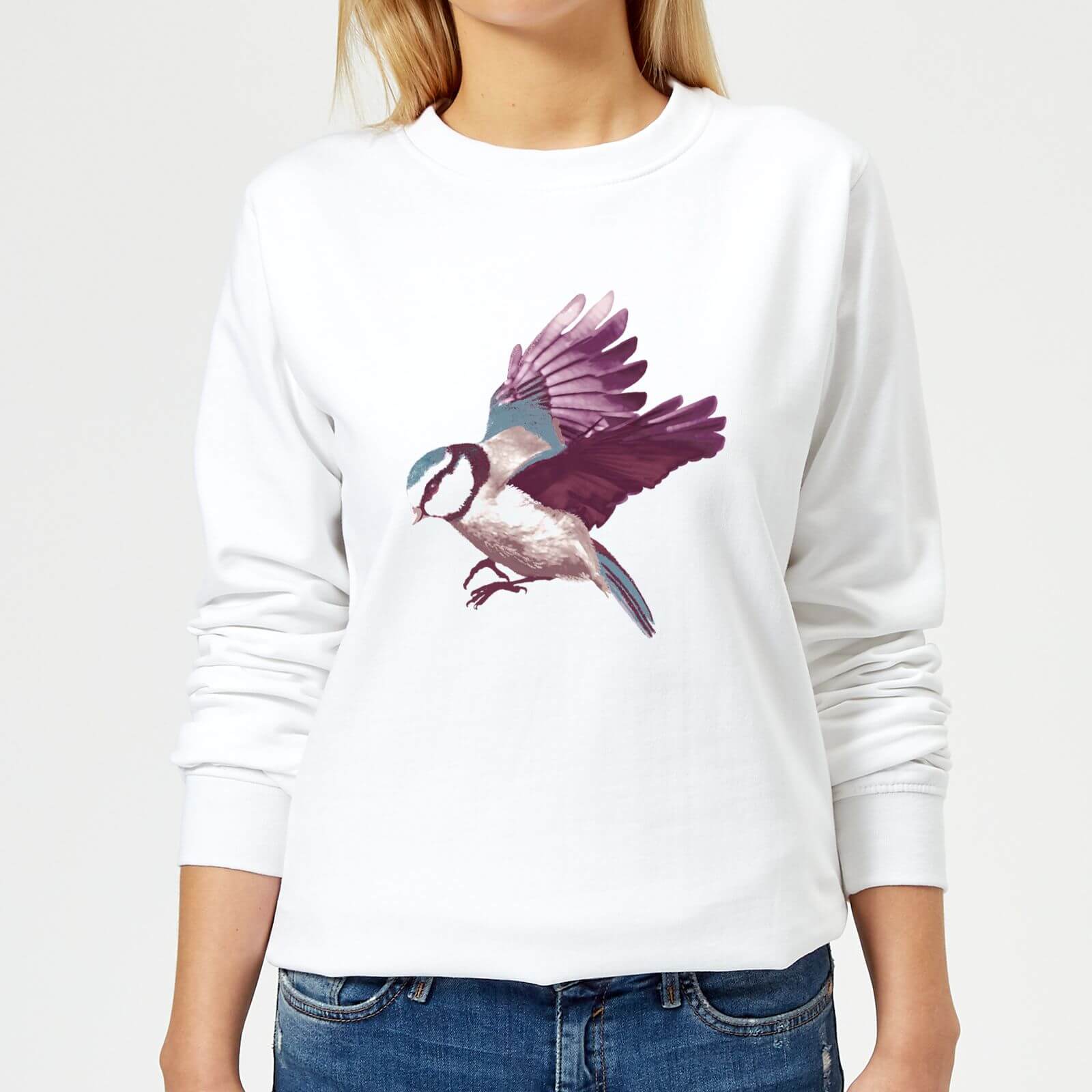 Blue Tit In Flight Women's Sweatshirt - White - XS