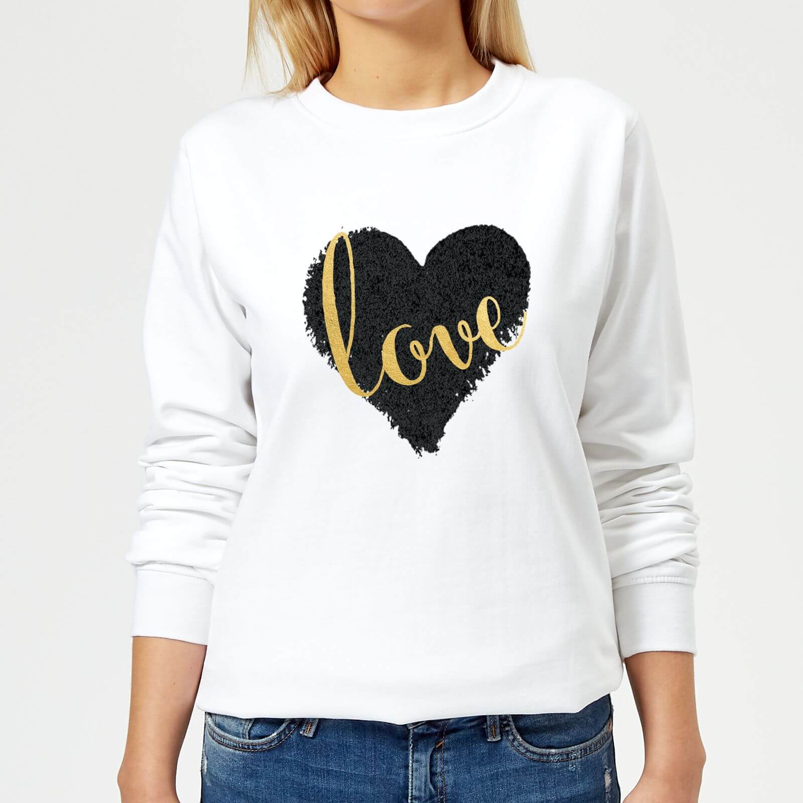 Black Love Heart Love Women's Sweatshirt - White - 5XL - Blanc