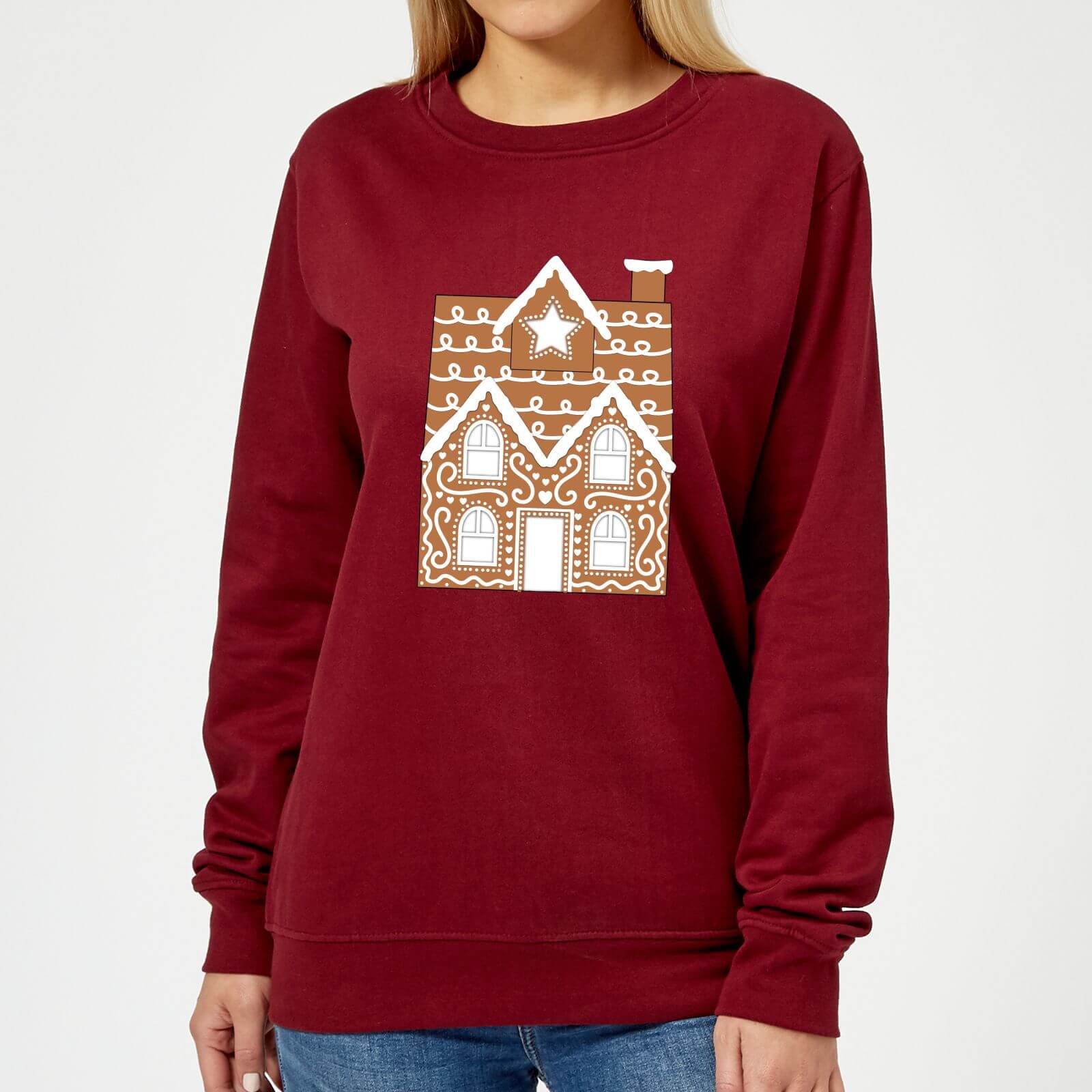 Gingerbread House Two Women's Sweatshirt - Burgundy - XS - Burgundy