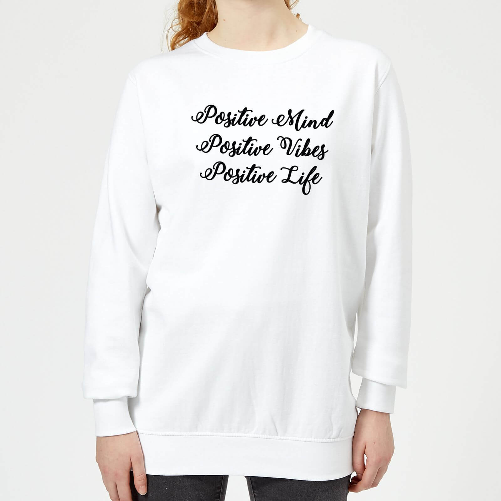 Positive Mind Positive Vibes Positive Life Women's Sweatshirt - White - XS - White