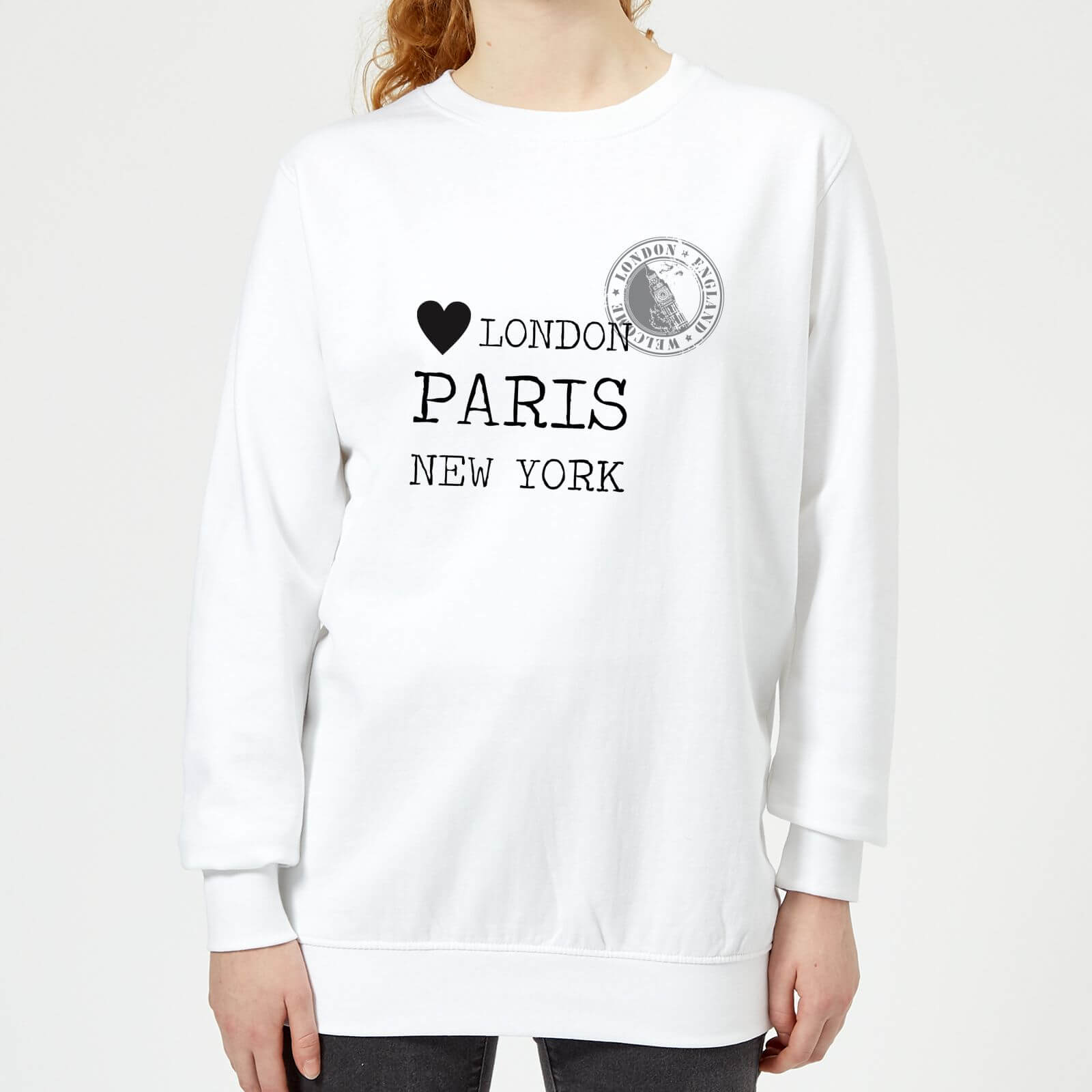 London Paris New York Stamp Women's Sweatshirt - White - XS - White