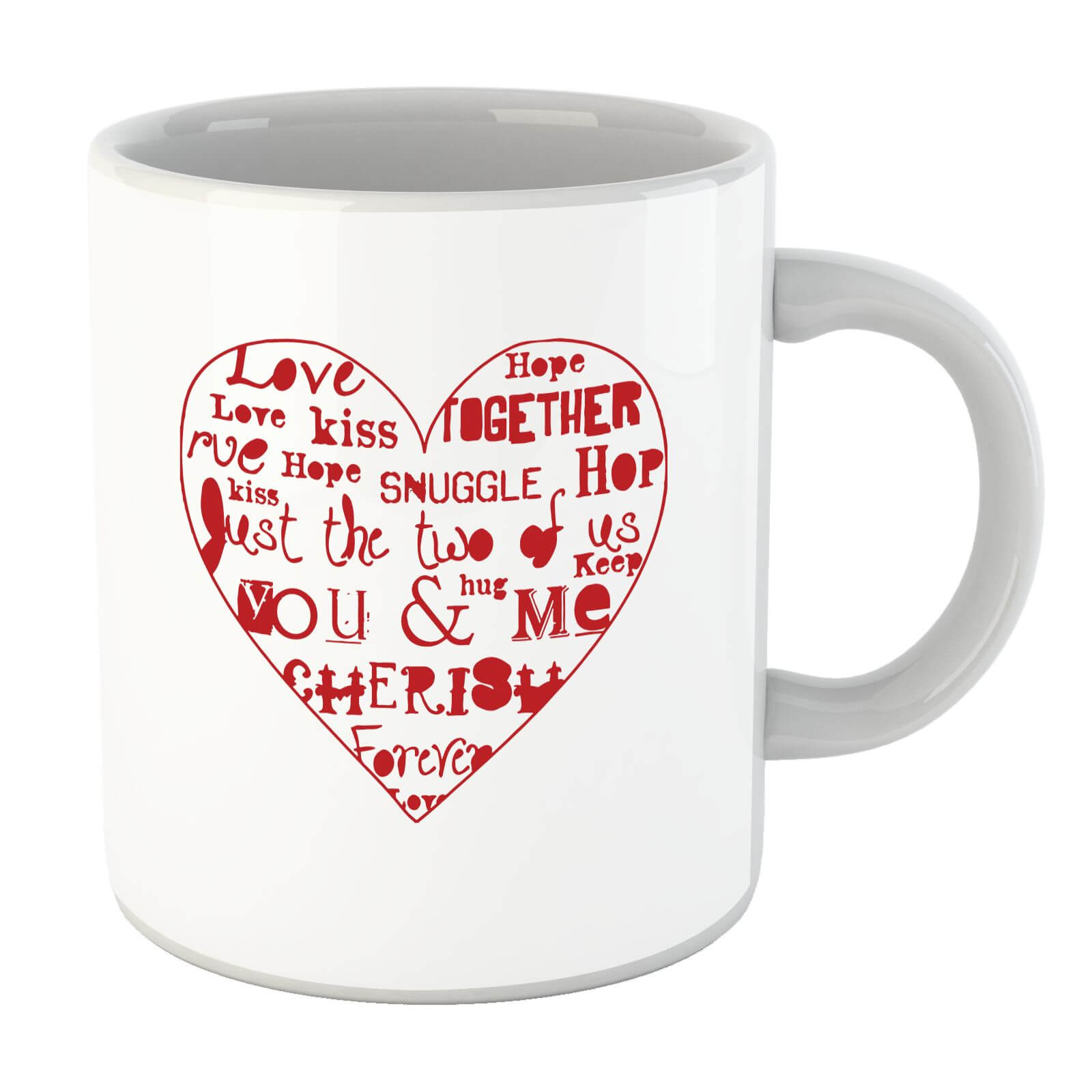 Love Dovey Words Heart Outline Mug
