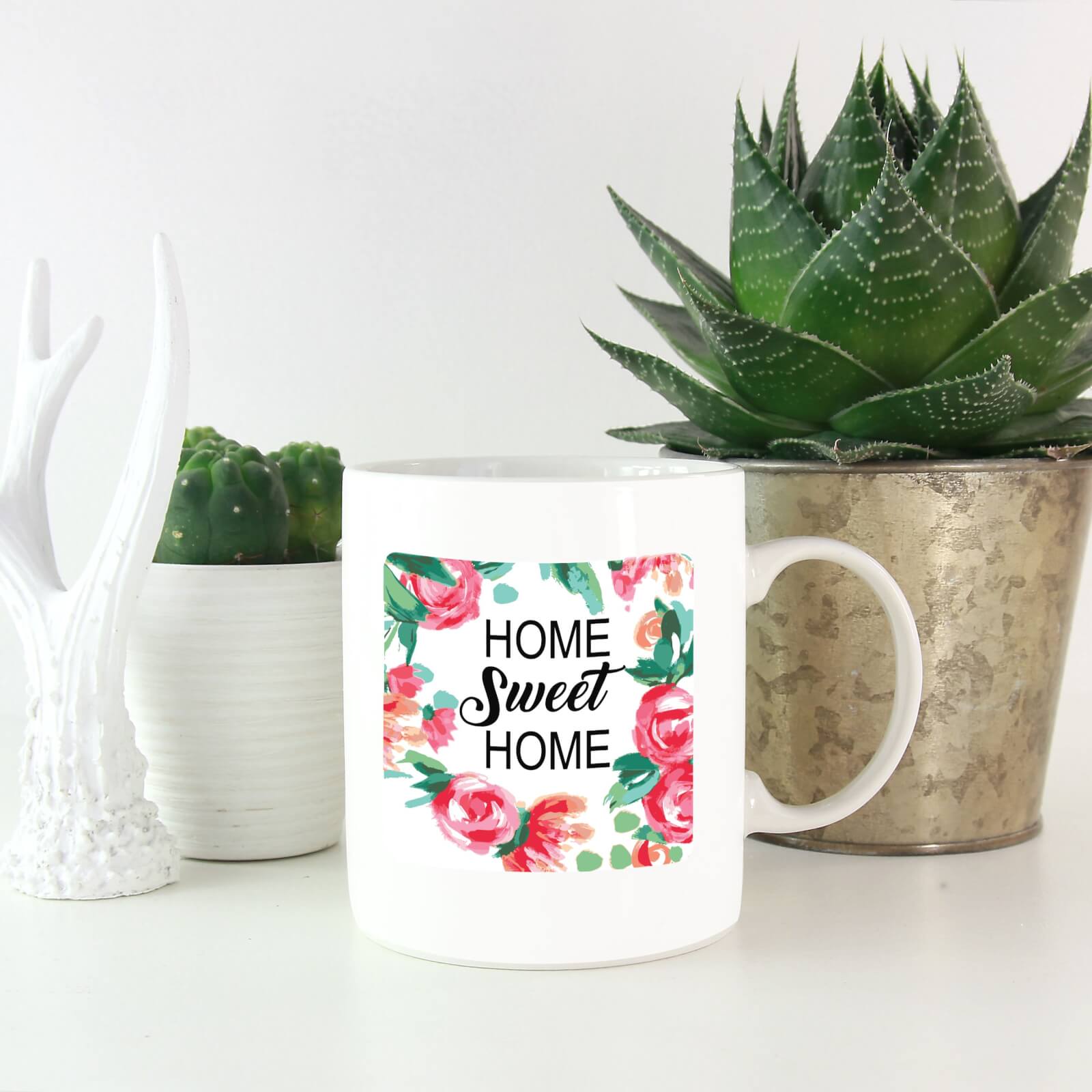 Home Sweet Home Floral Background Mug