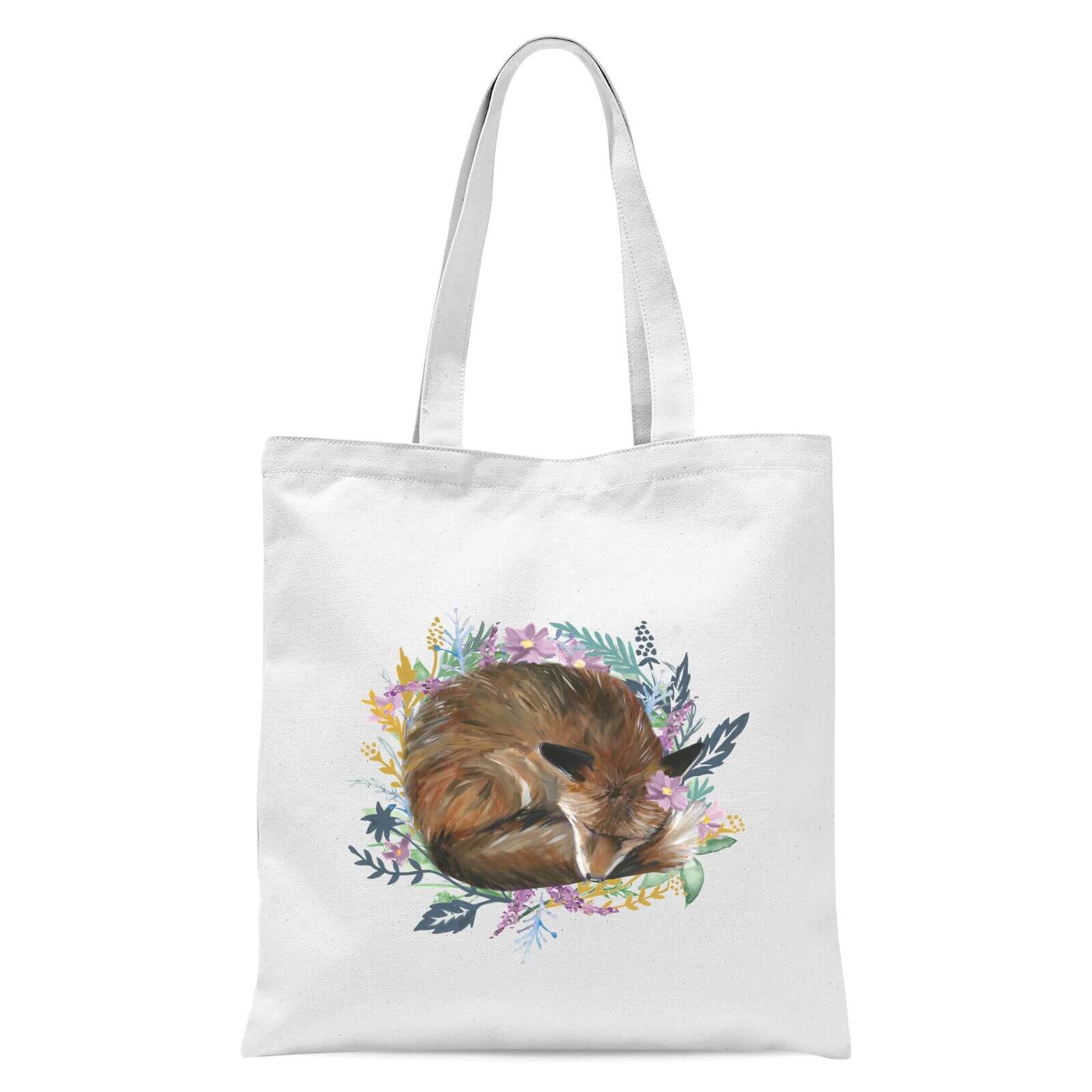 Curled Up Fox Within A Reef Tote Bag - White