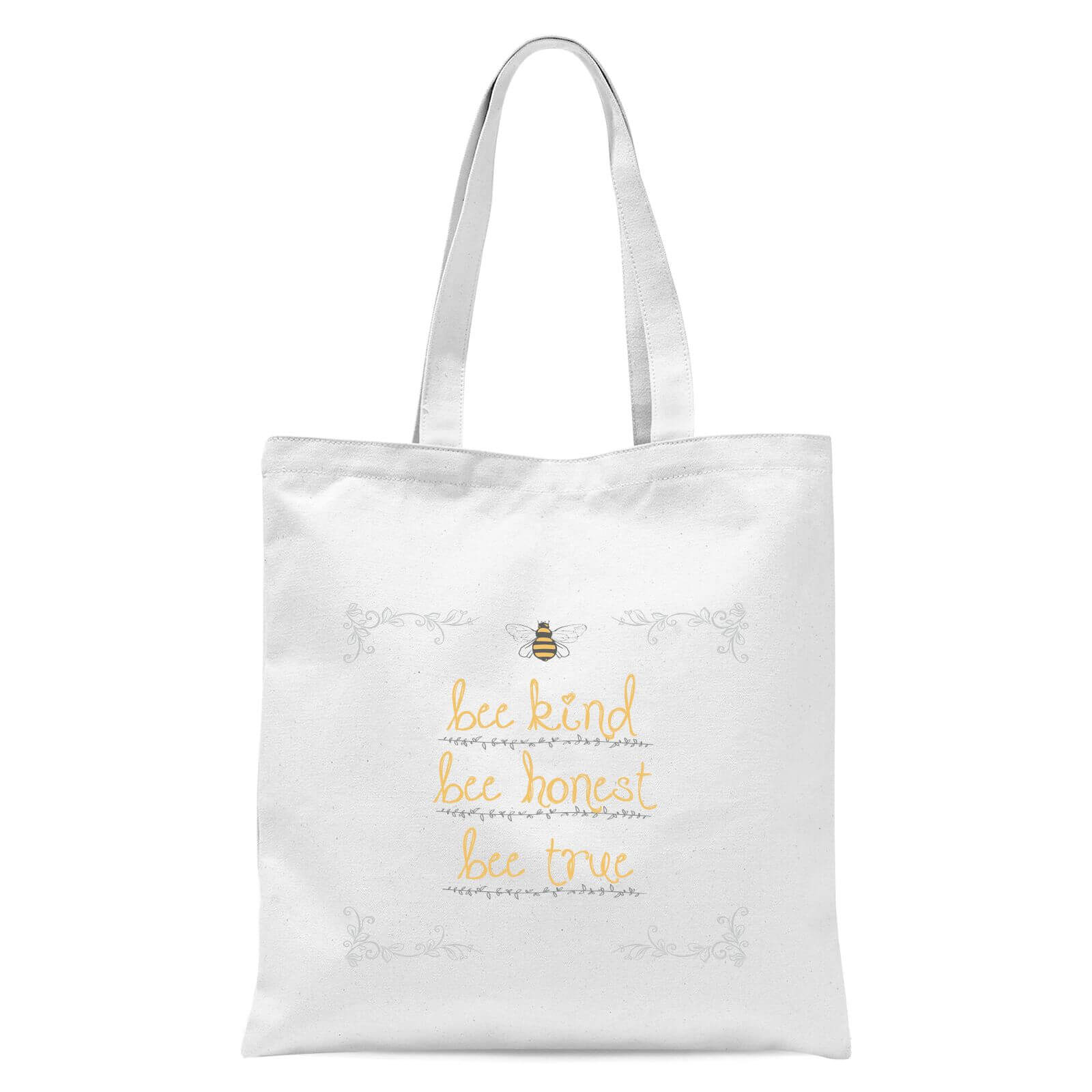 Bee Kind Bee Honest Bee True Border Tote Bag - White