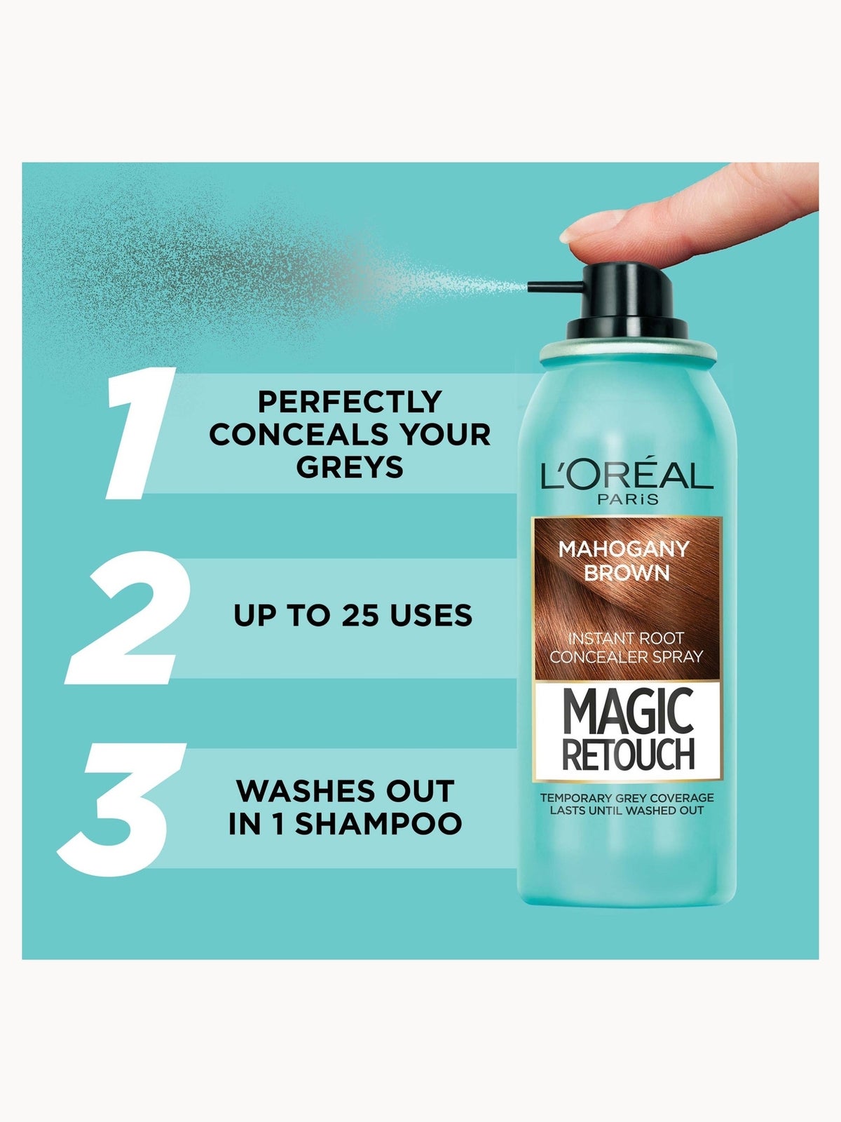 L’Oréal Paris Magic Retouch Temporary Instant Root Concealer Spray 75ml (Various Colours) - Mahogany Brown 2