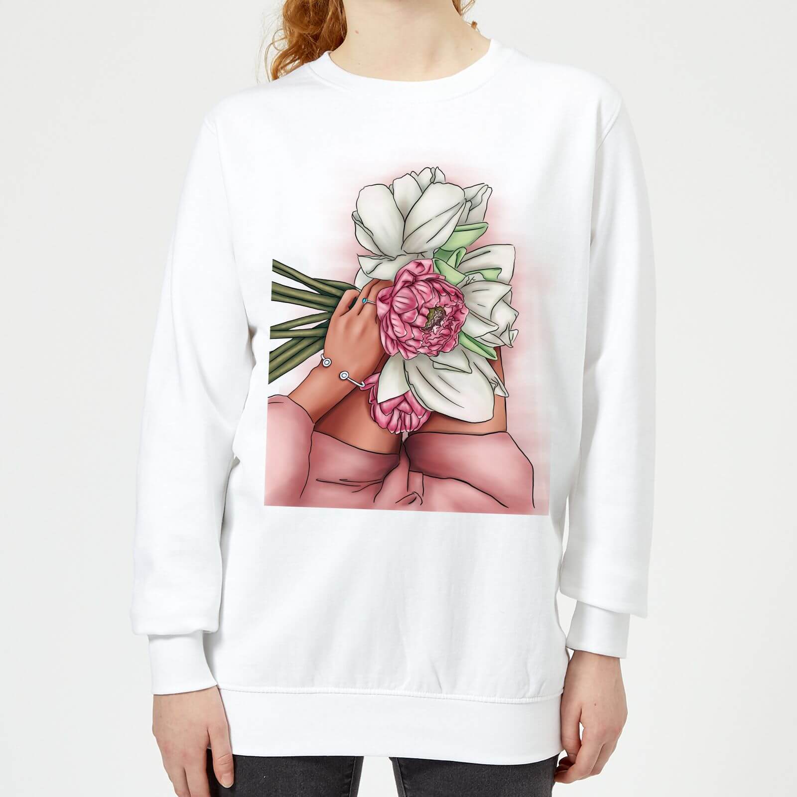 Flowers Women's Sweatshirt - White - XS - White