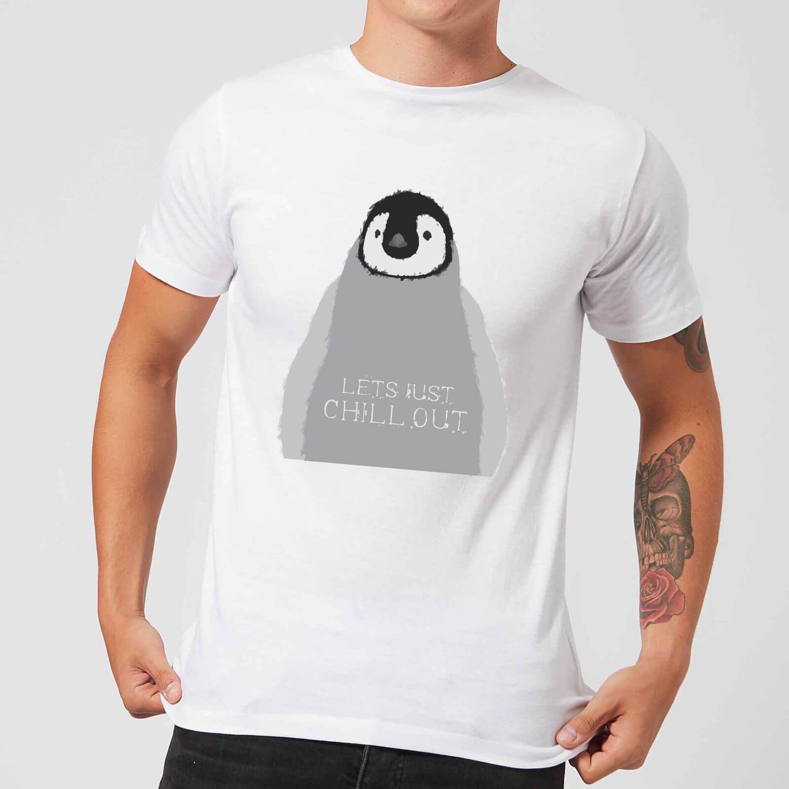 Candlelight Baby Penguin Lets Just Chill Out Men's T-Shirt - White - S