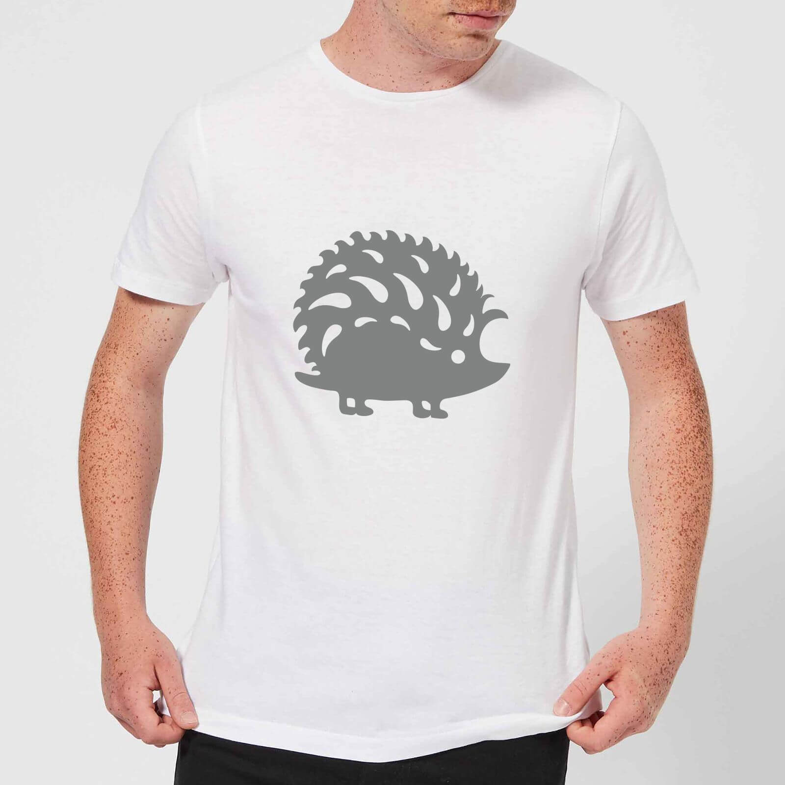 Candlelight Folk Silhouette Hedge Hog Cutout Men's T-Shirt - White - S - White