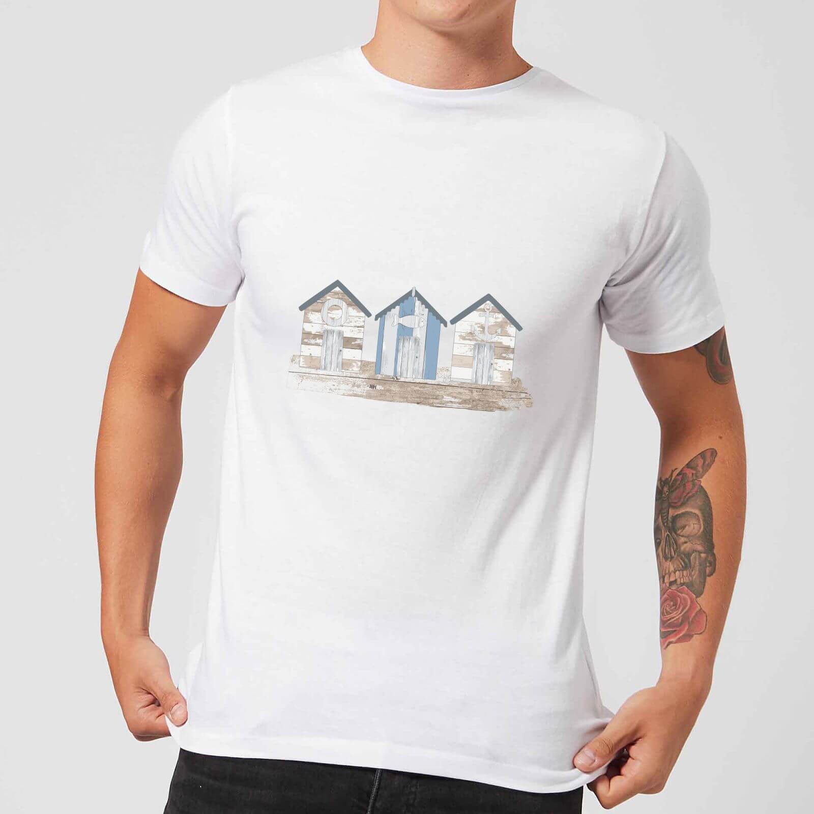 Candlelight Wooden Beach Hut Men's T-Shirt - White - M - White