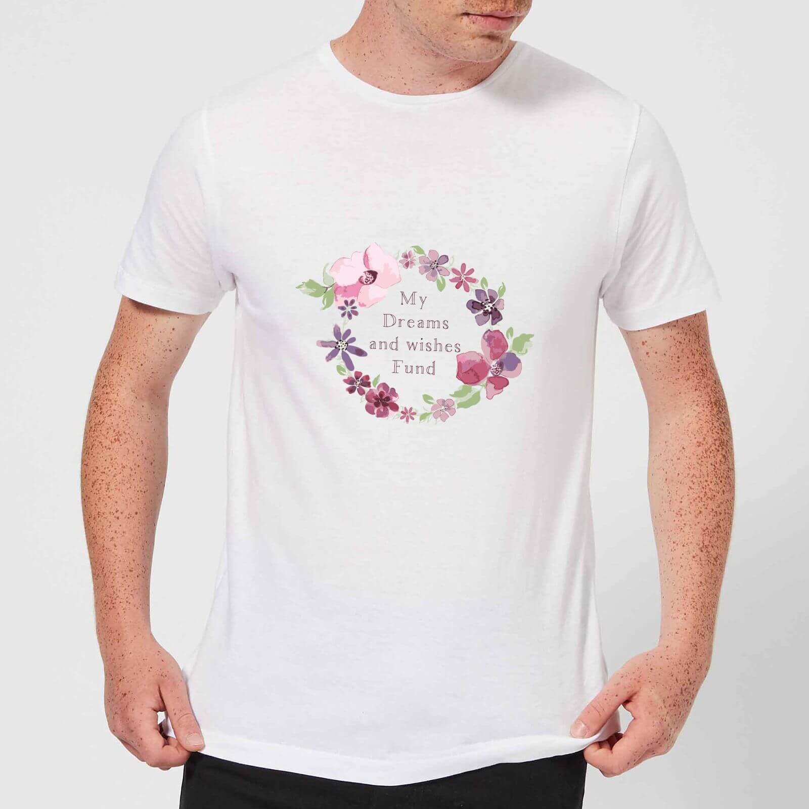 Candlelight My Dreams And Wishes Fund Floral Ring Men's T-Shirt - White - S - White