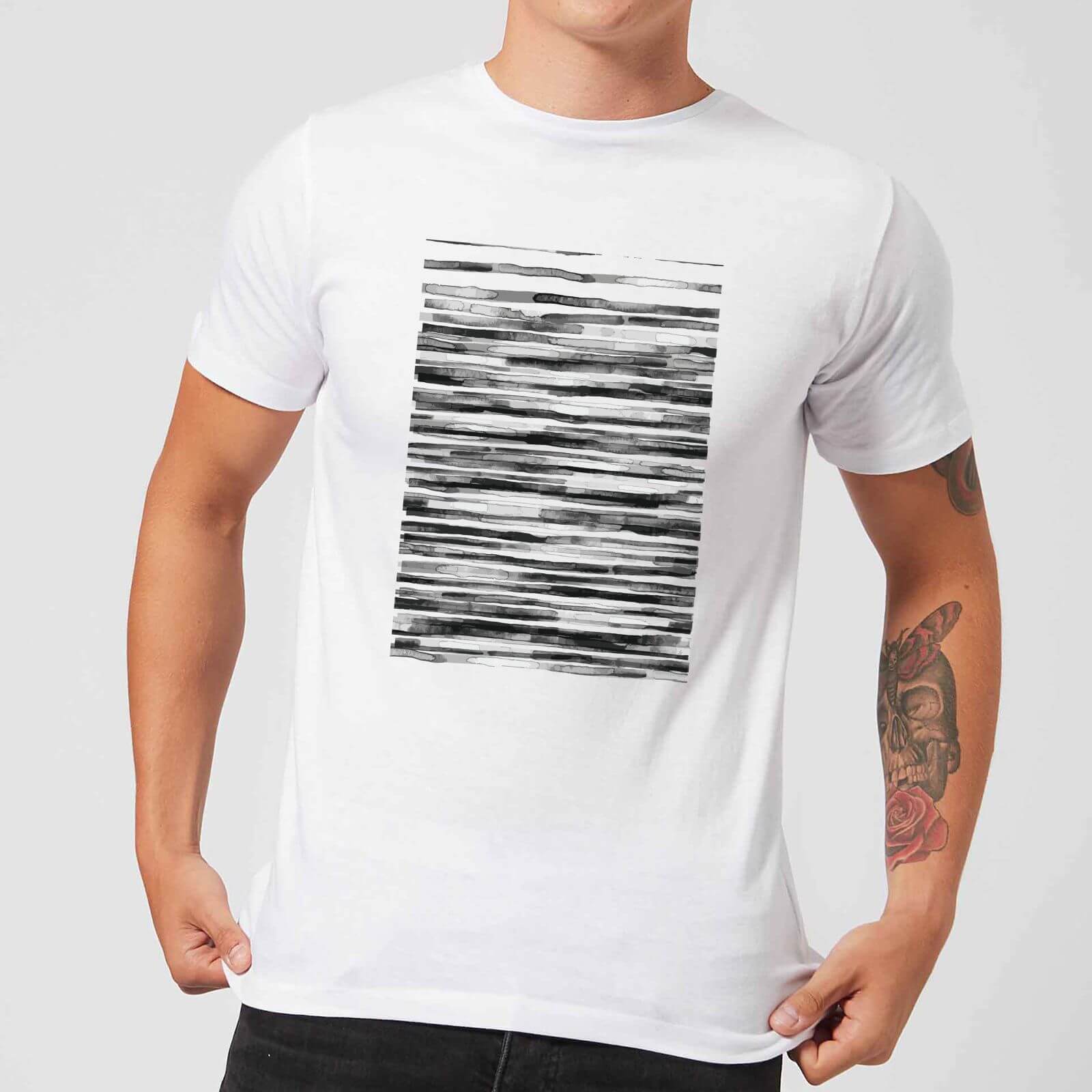 Candlelight Wood Texture Water Colour Men's T-Shirt - White - S - White