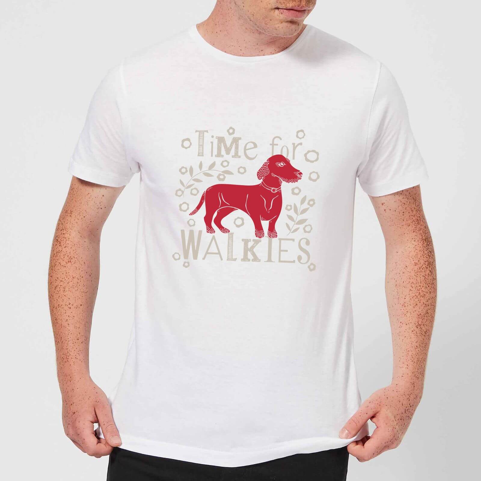 Candlelight Time For Walkies Cutout Sausage Dog Men's T-Shirt - White - L - White