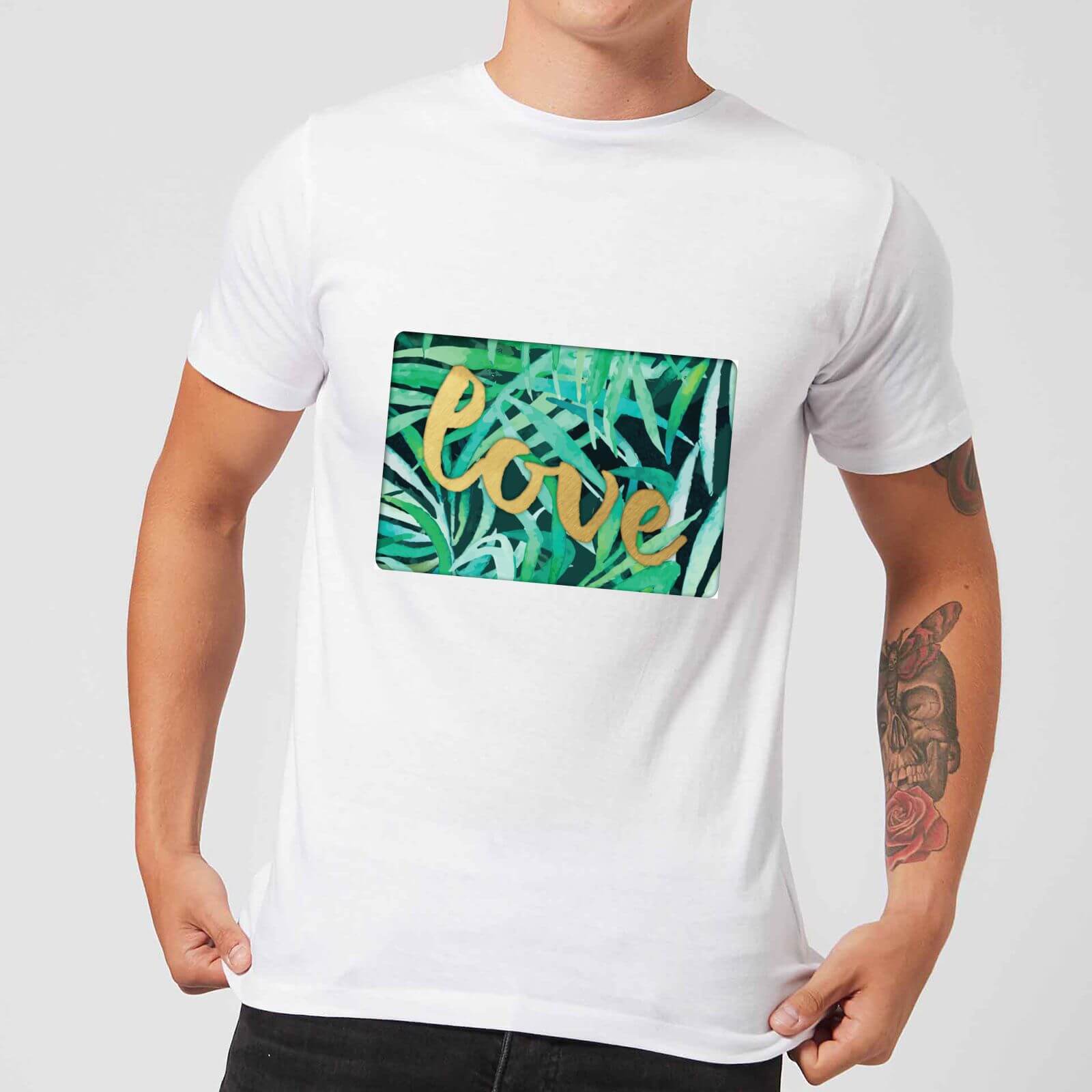 Candlelight Jungle Bush Golden Love Men's T-Shirt - White - S - White