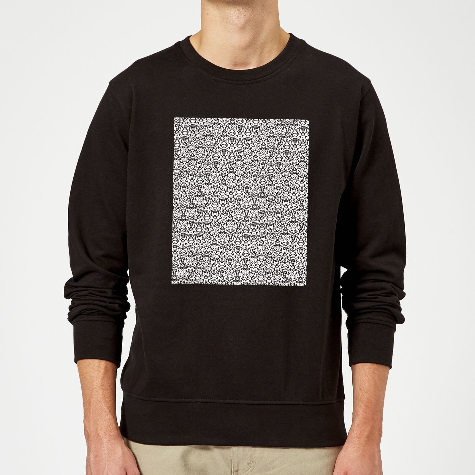 Candlelight Lace Fabric Pattern Sweatshirt - Black - 5XL - Noir