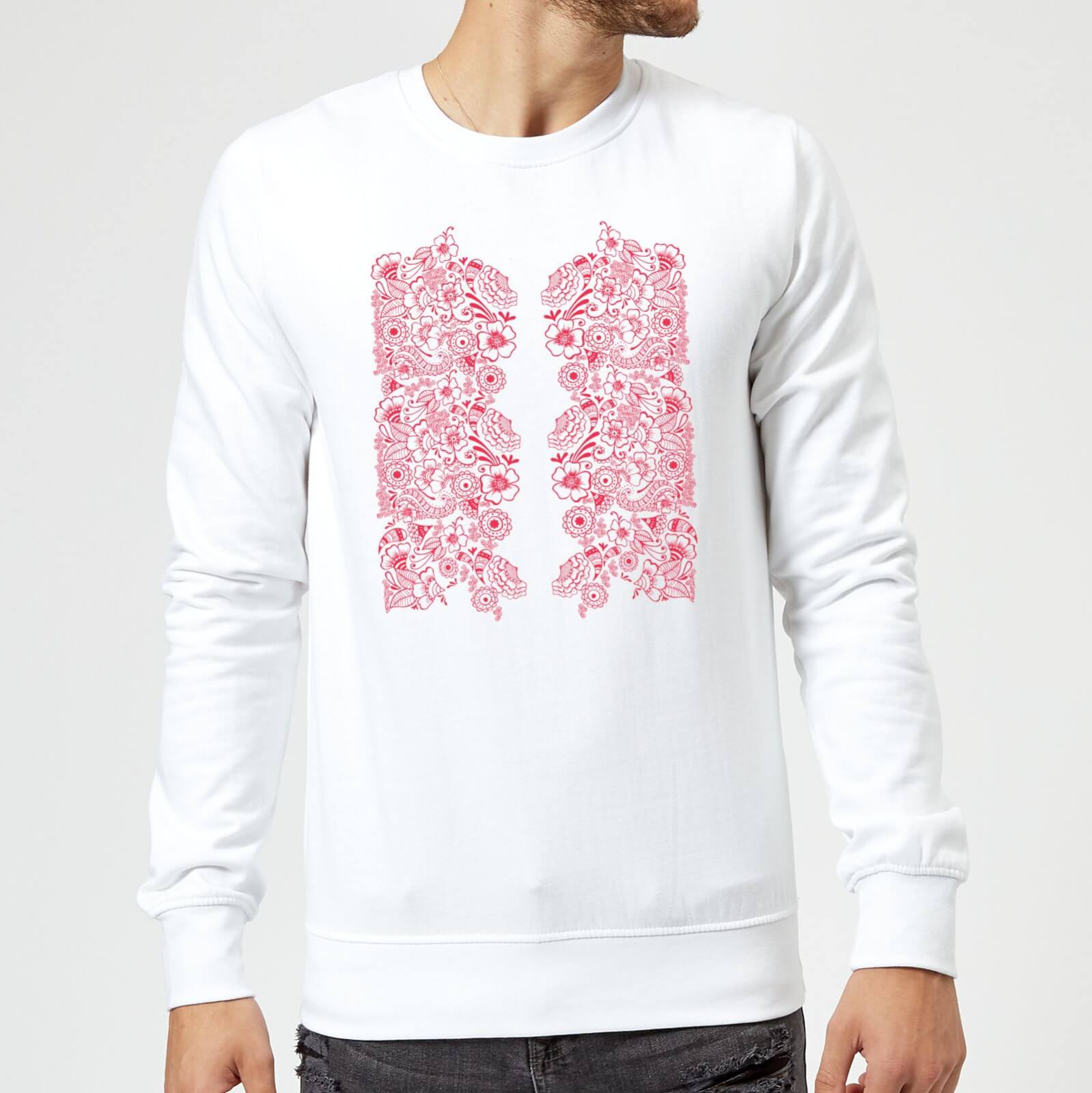 Candlelight Elegant Floral Pattern Sweatshirt - White - S - White