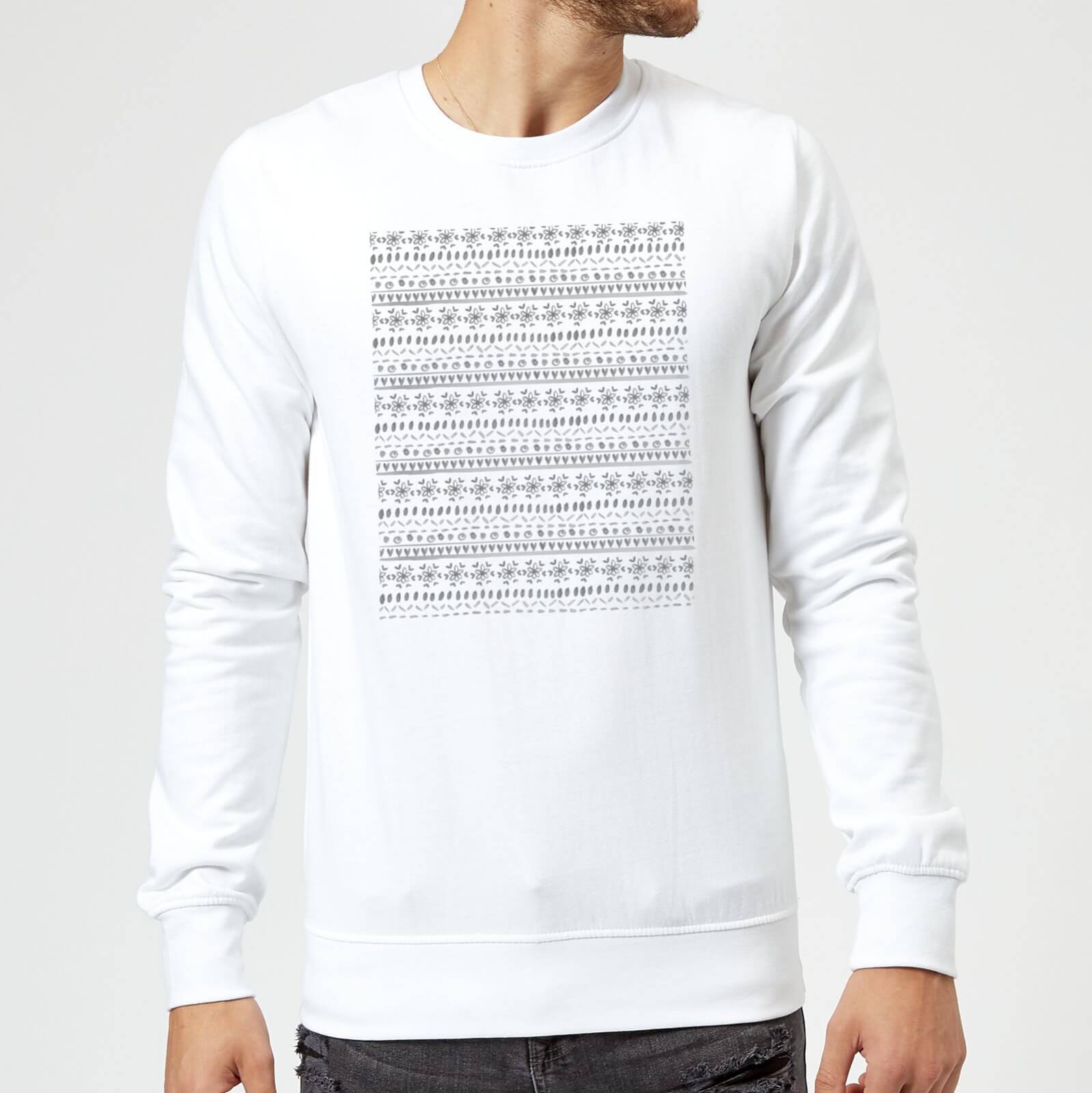 Candlelight Winter Pattern Sweatshirt - White - S - White