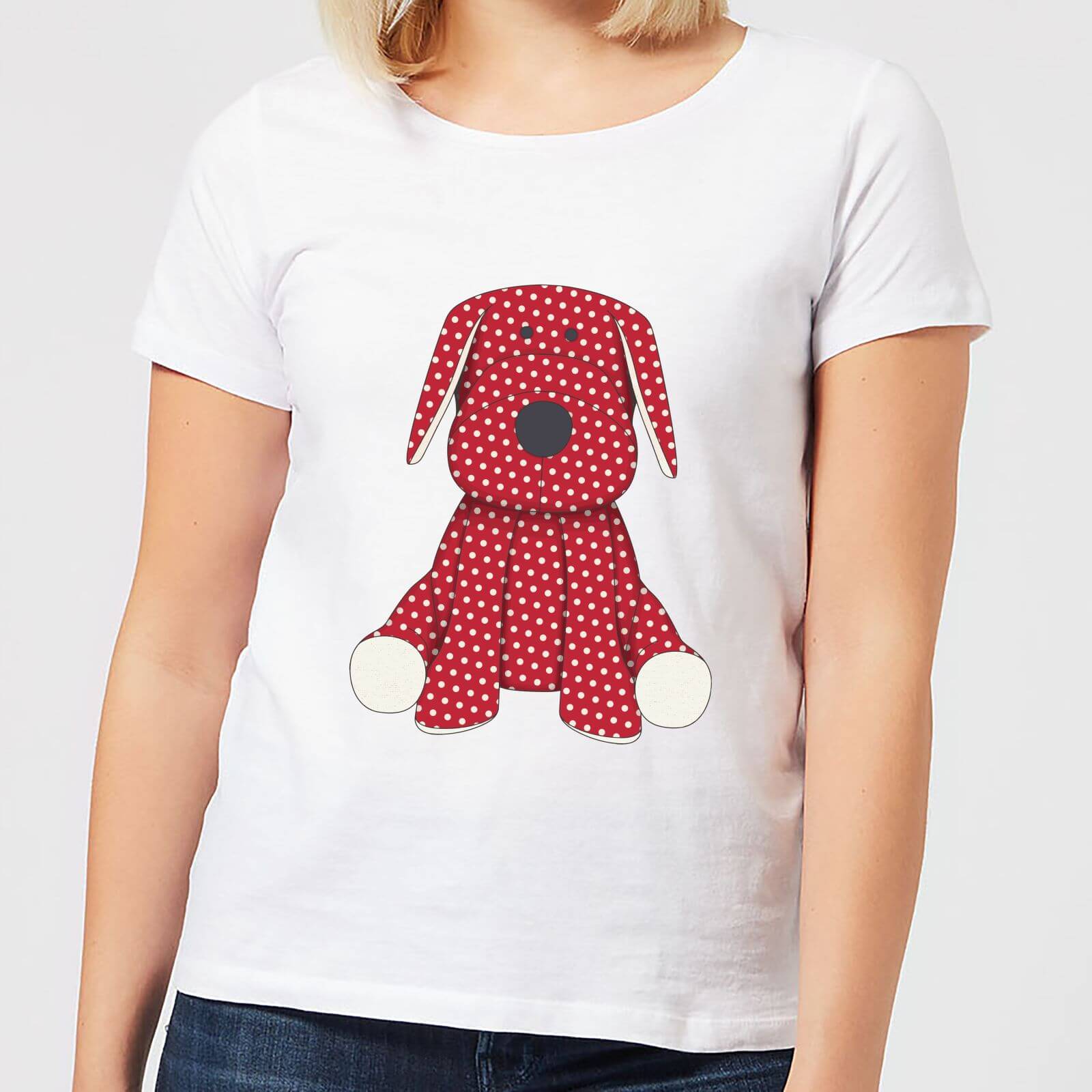 Candlelight Red Polka Dot Dog Teddy Women's T-Shirt - White - M - White