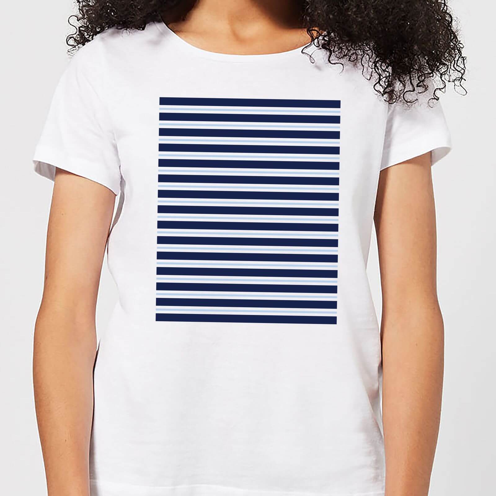 Candlelight Blue Line Pattern Women's T-Shirt - White - XXL - White