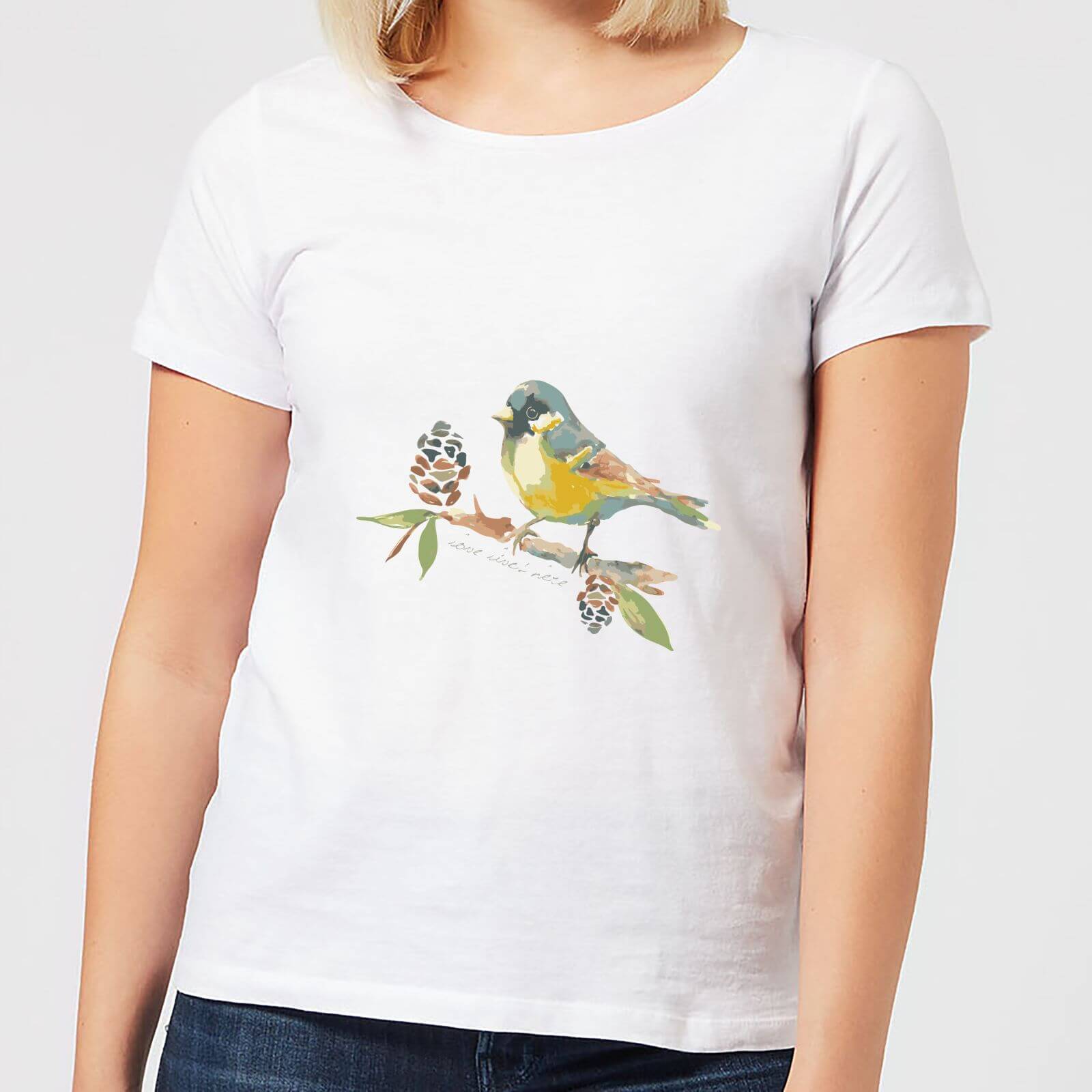 Candlelight Blue Tit On Pine Cone Branch Women's T-Shirt - White - S - White