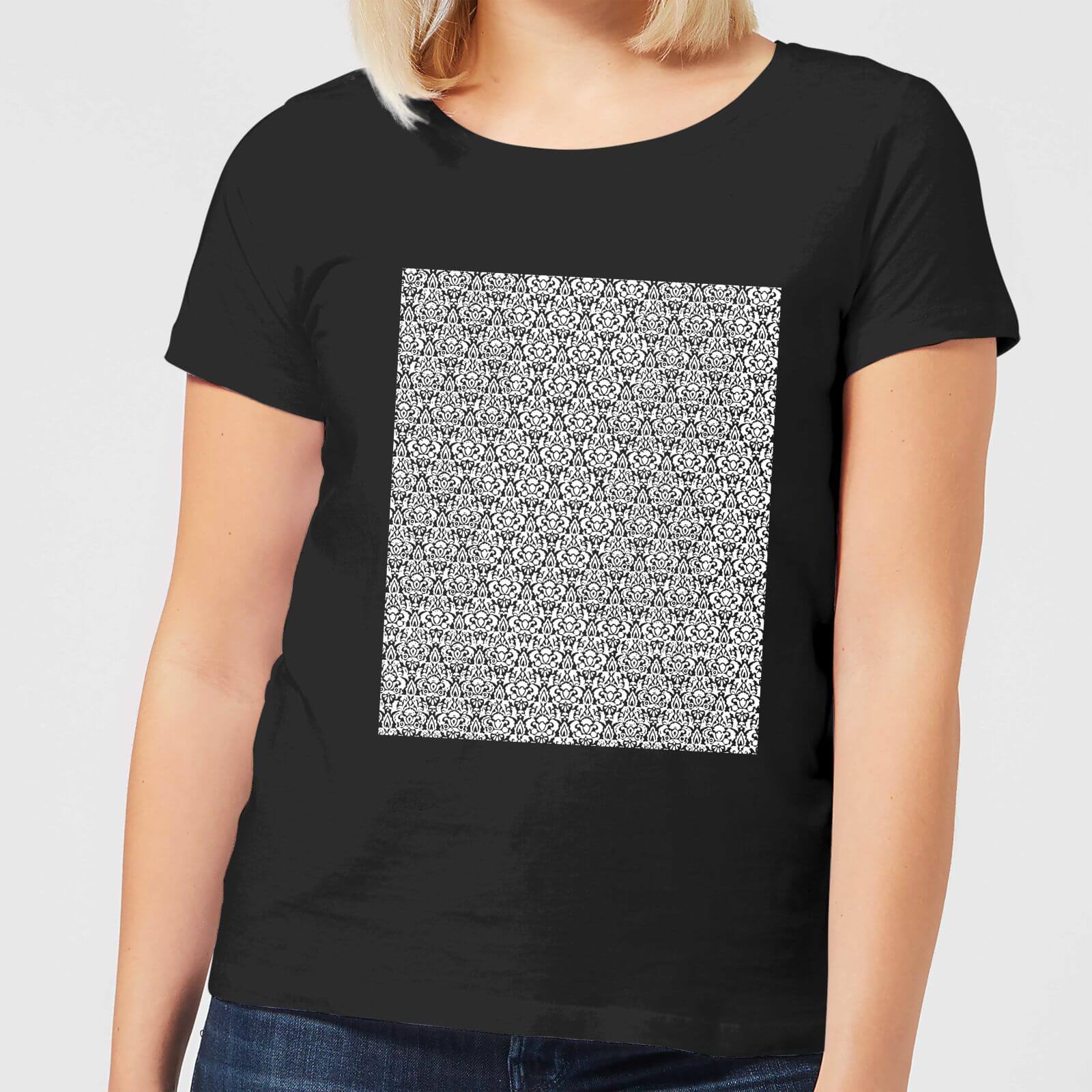 Candlelight Lace Fabric Pattern Women's T-Shirt - Black - S - Black