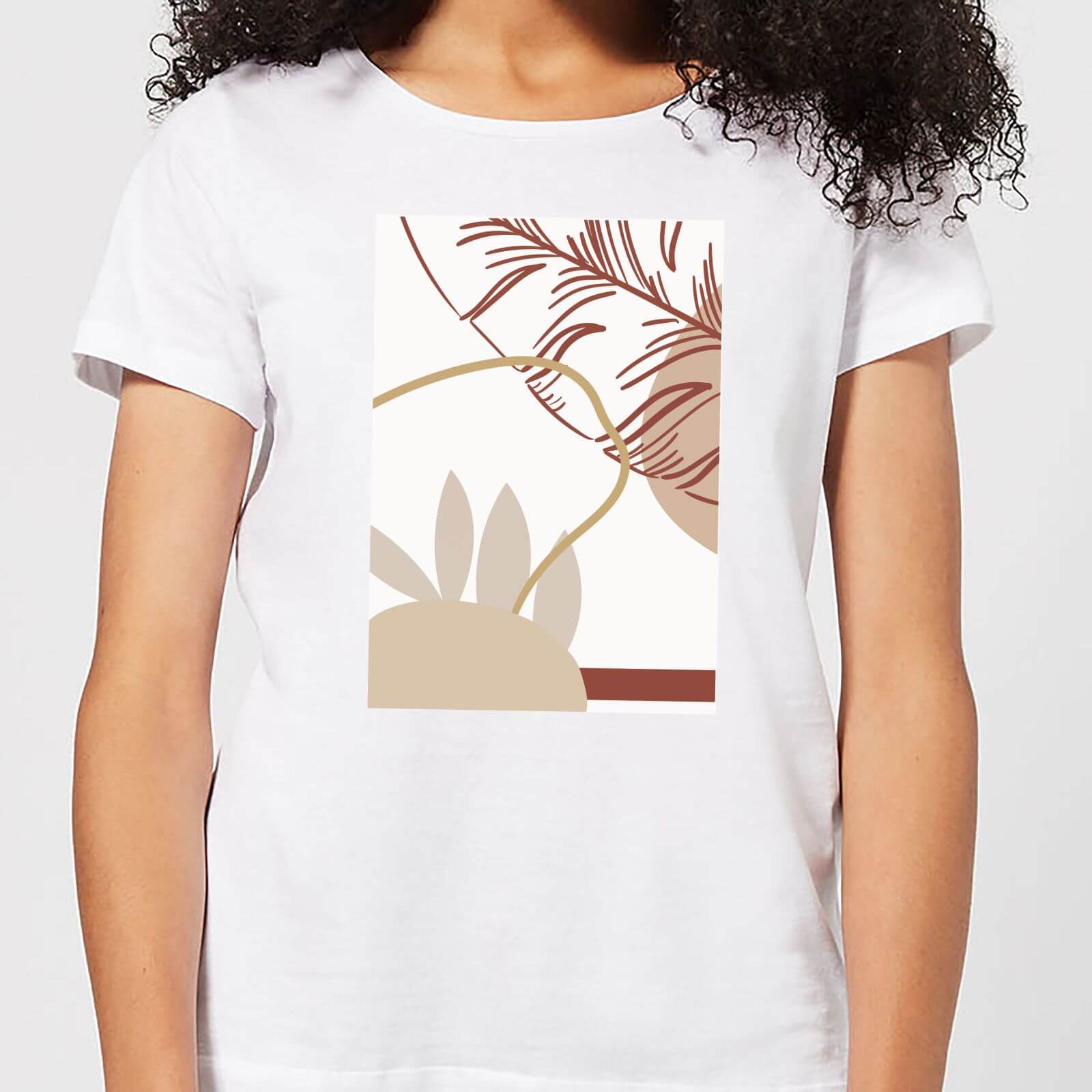 Candlelight Decorative Leaf Print Women's T-Shirt - White - S - White