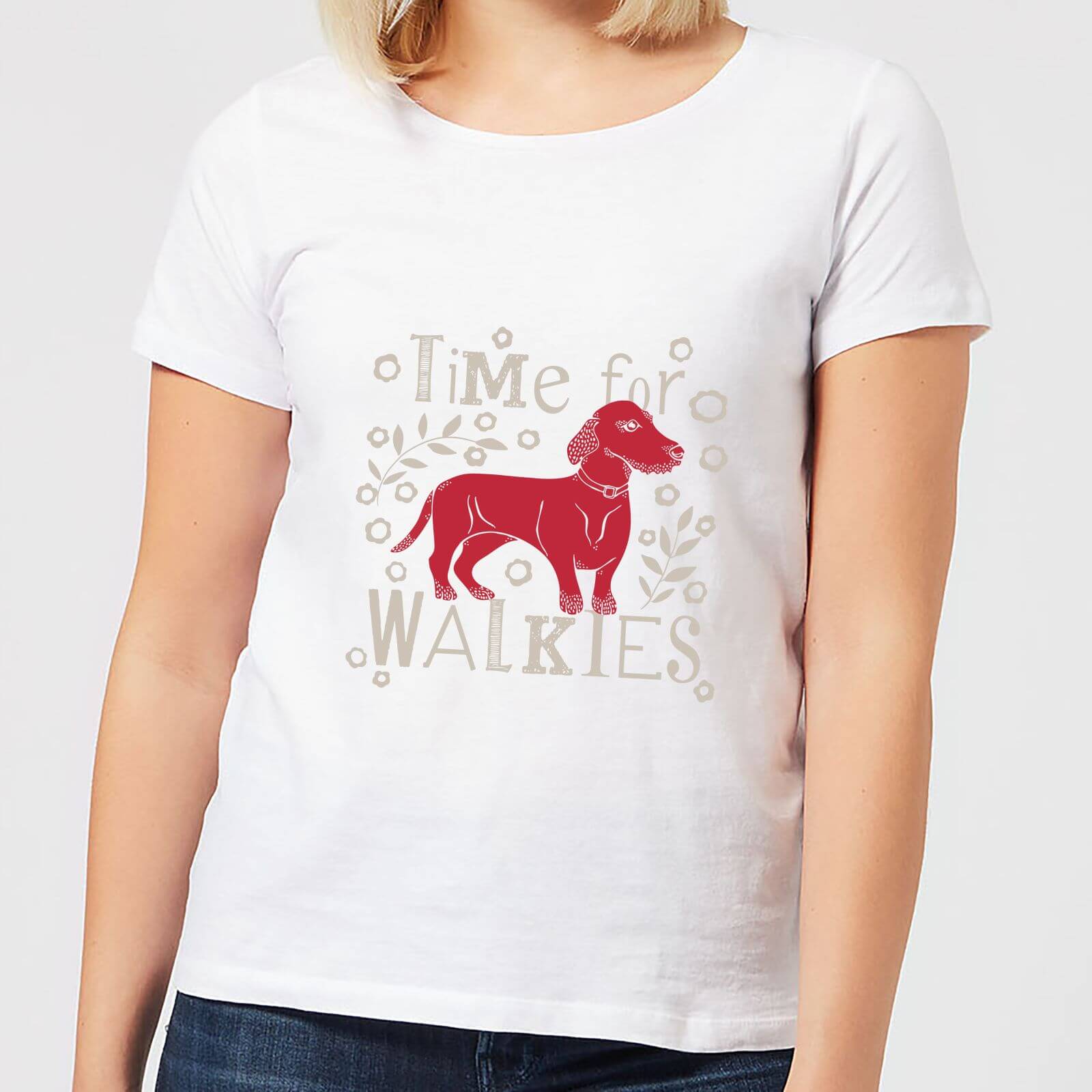 Candlelight Time For Walkies Cutout Sausage Dog Women's T-Shirt - White - S - White
