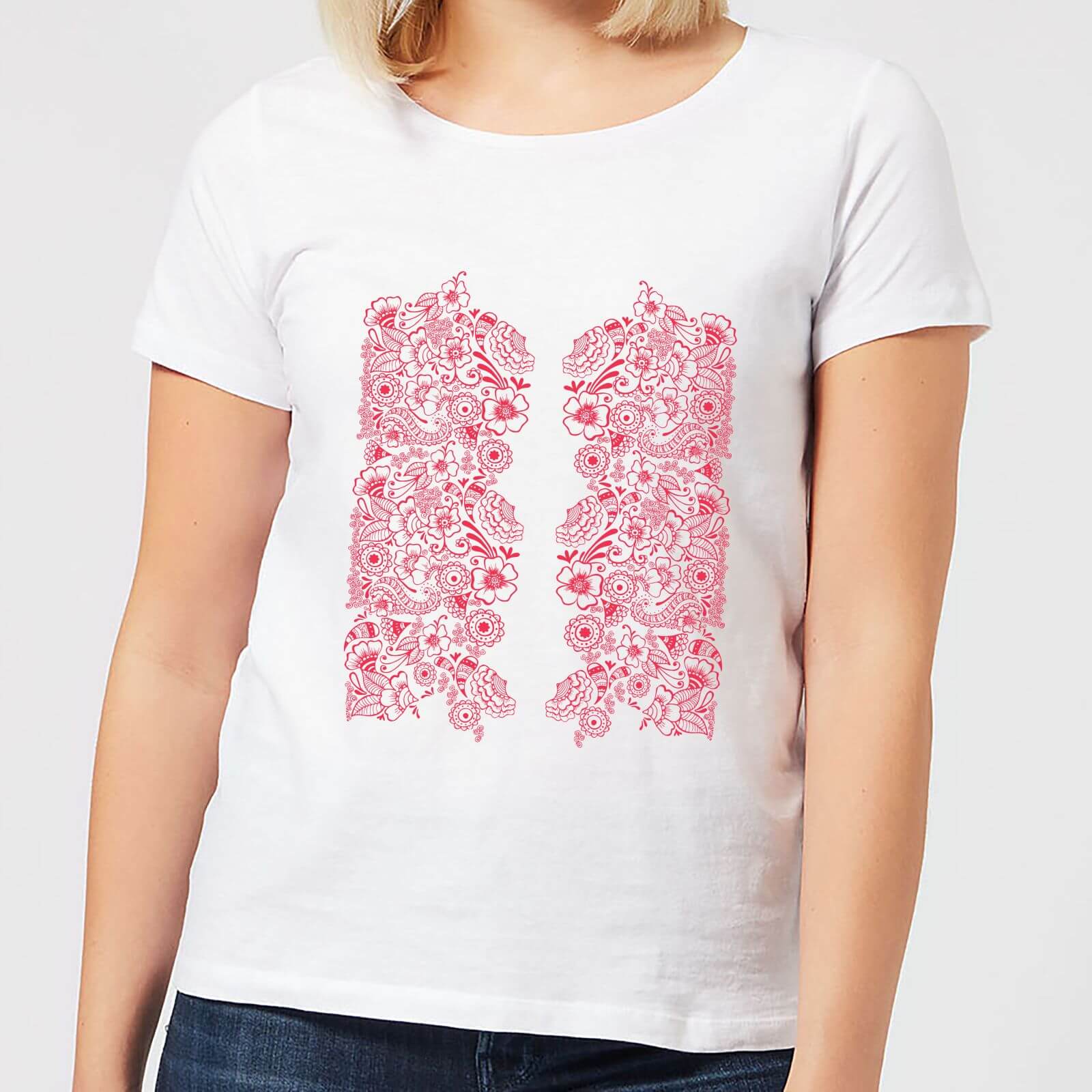 Candlelight Elegant Floral Pattern Women's T-Shirt - White - S - White