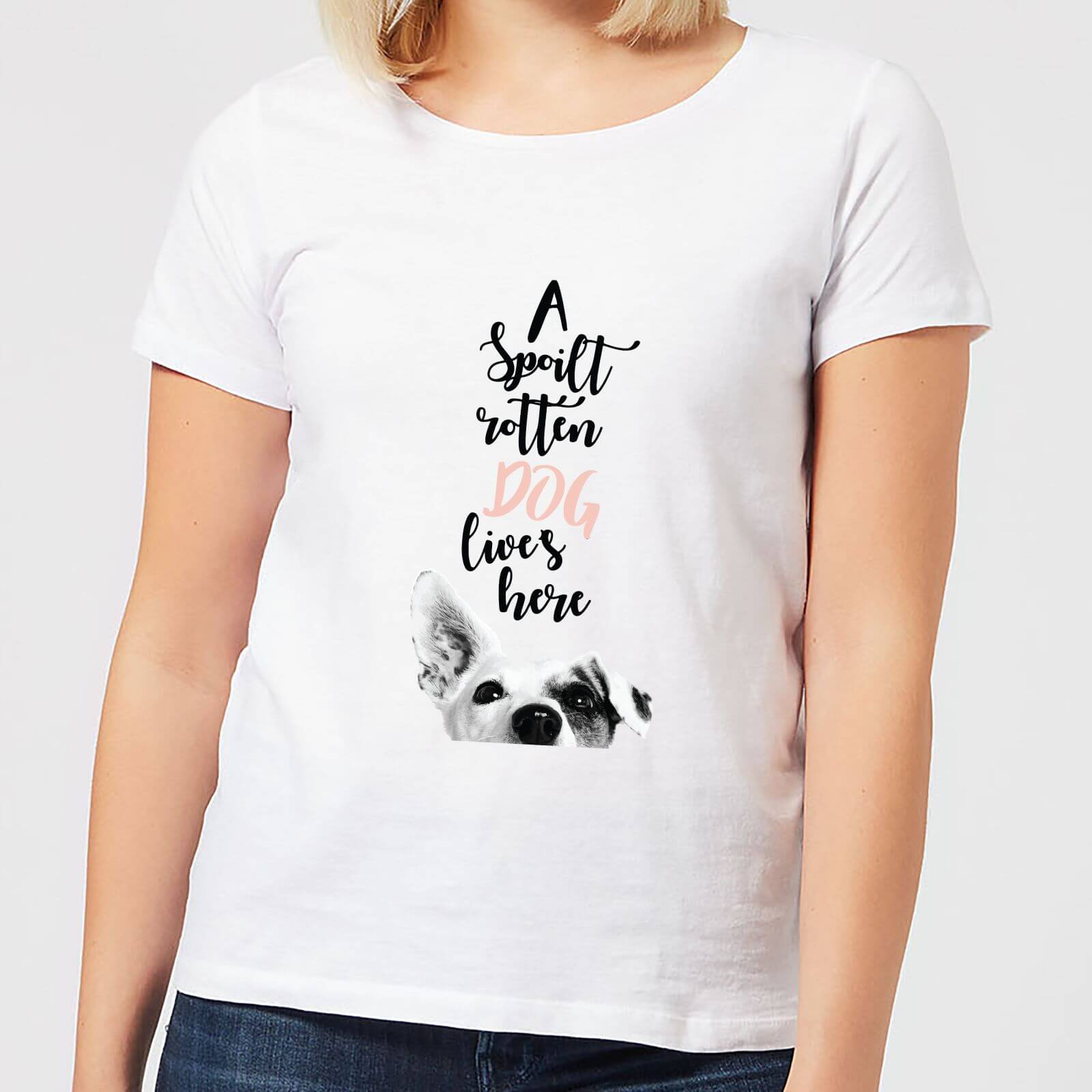 Candlelight A Spoilt Rotten Dog Lives Here Jack Russell Women's T-Shirt - White - XL