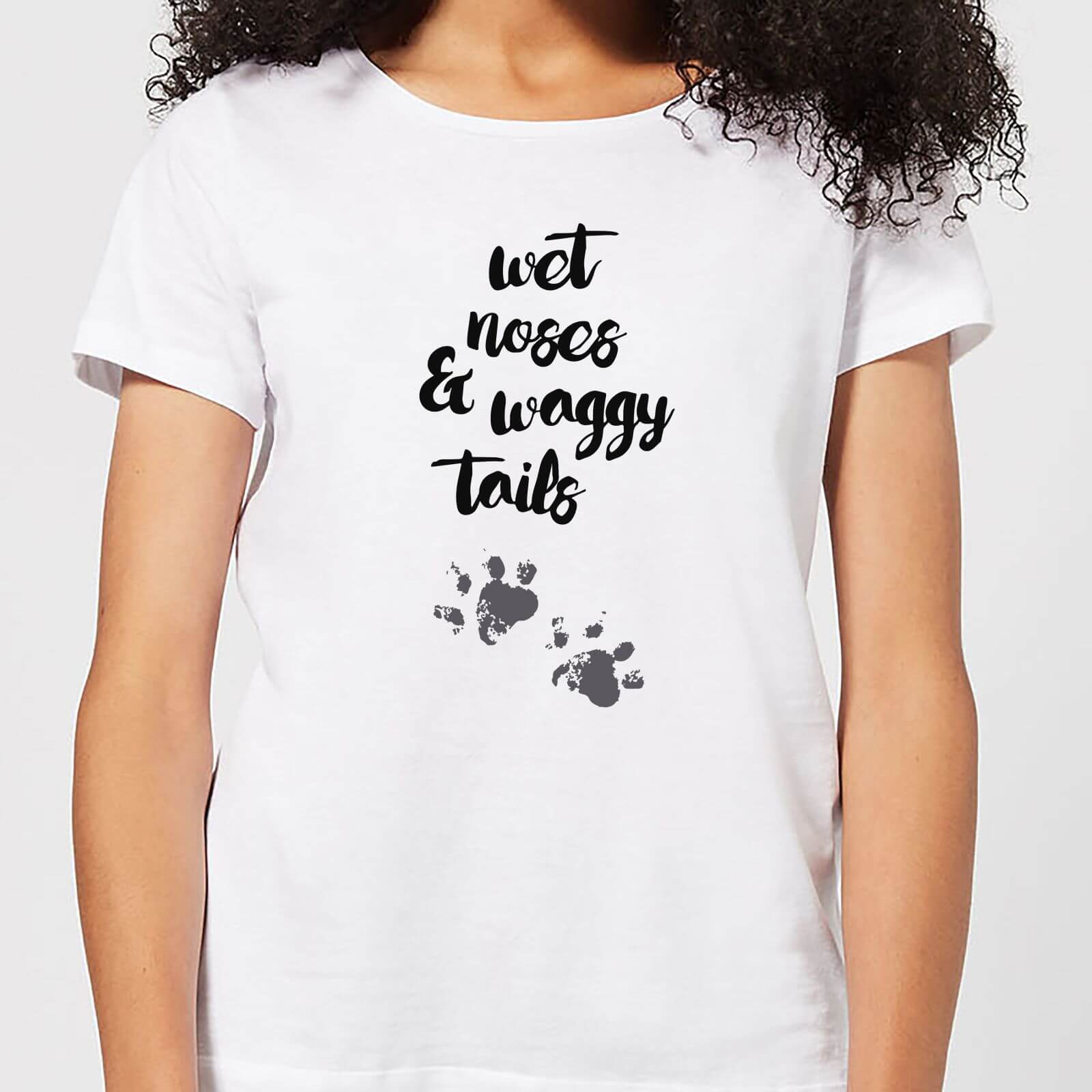 Candlelight Wet Noses And Waggy Tails Paw Prints Women's T-Shirt - White - S - White