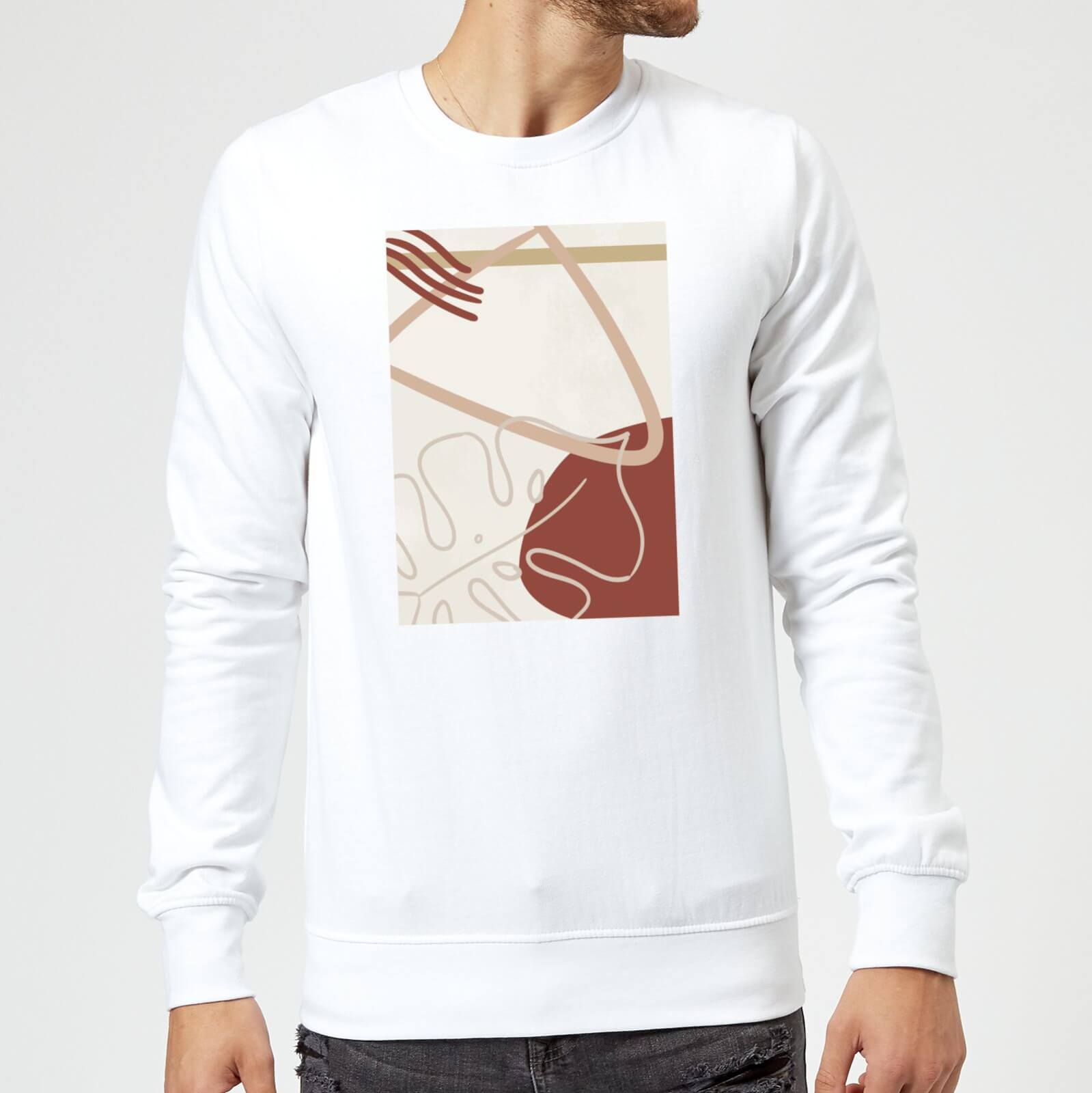 Candlelight Decorative Leaf And Shape Print Sweatshirt - White - S - White