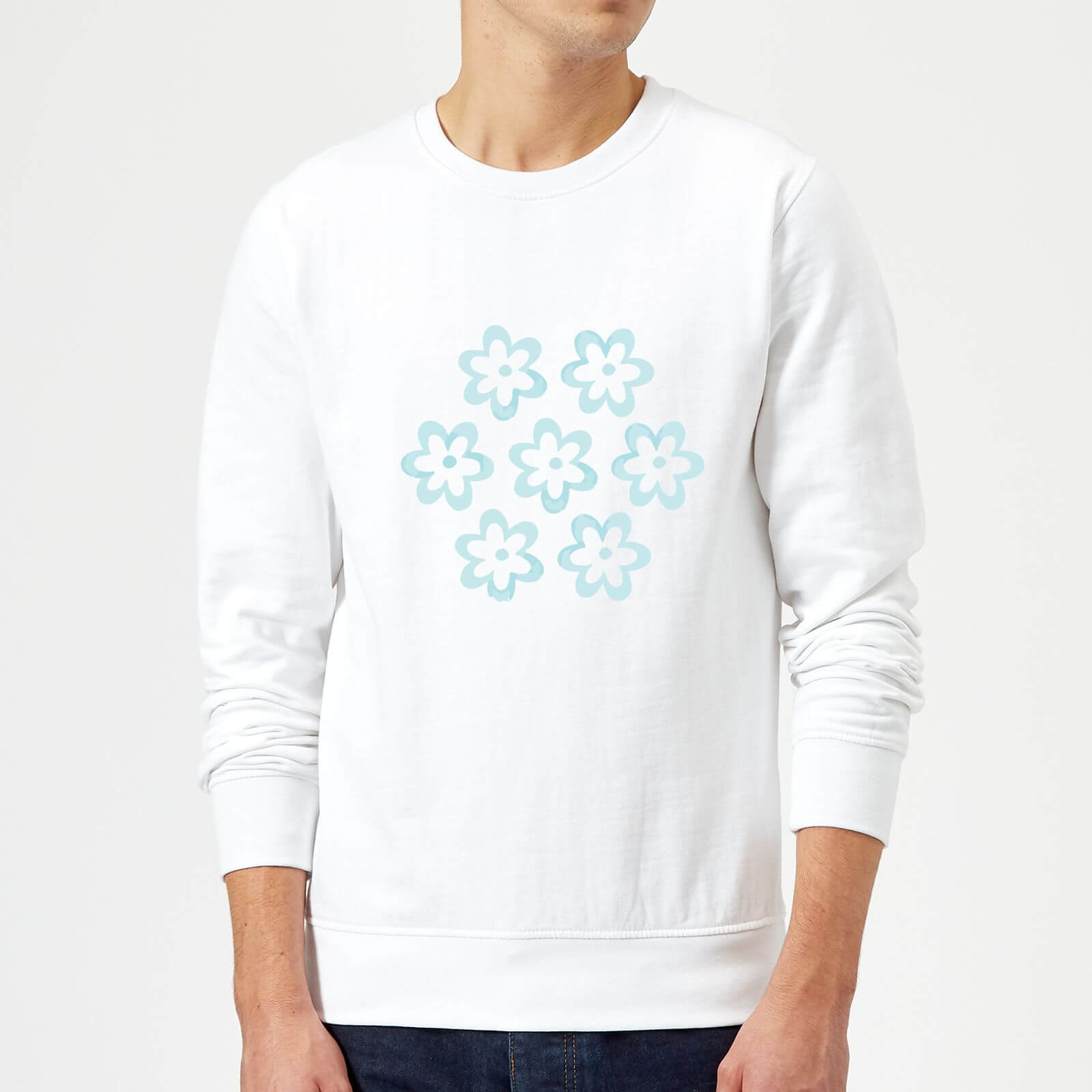 Candlelight Cartoon Pansy Burst Sweatshirt - White - XXL