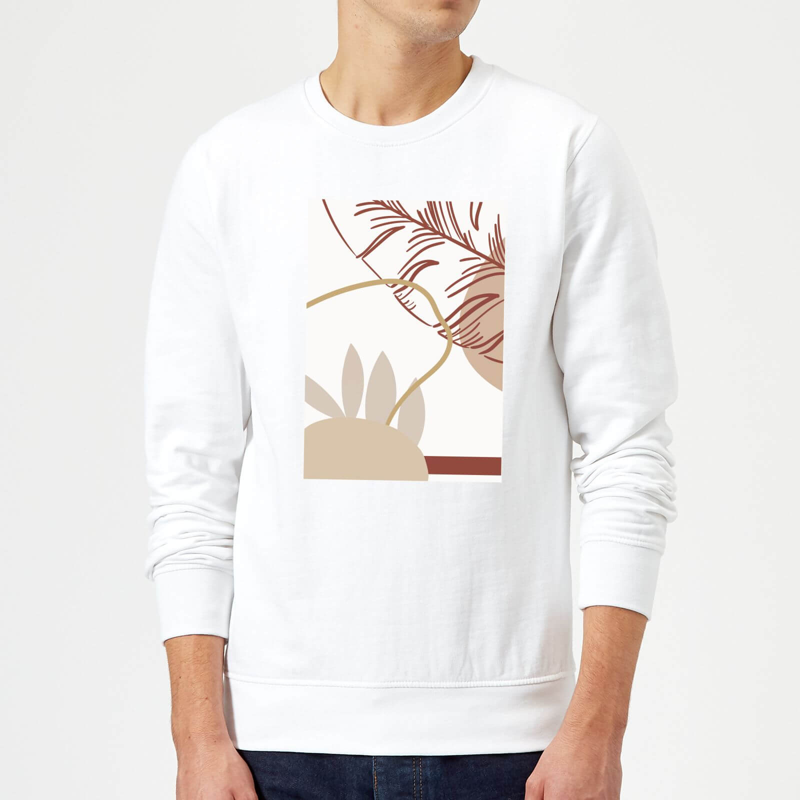 Candlelight Decorative Leaf Print Sweatshirt - White - S - White