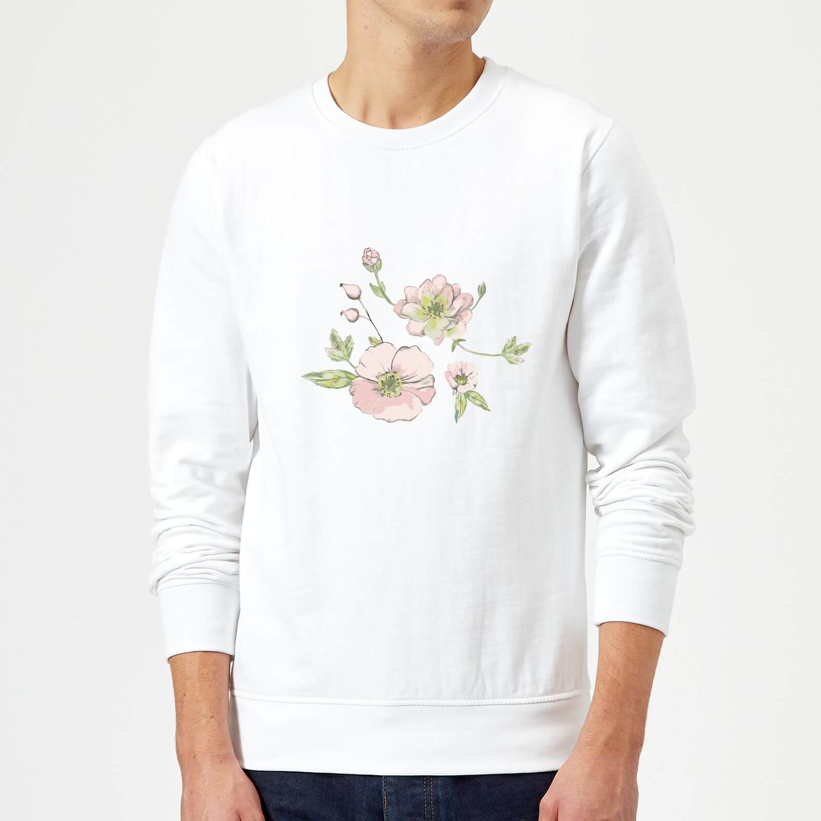 Candlelight Peony And Pansy Sweatshirt - White - S - White