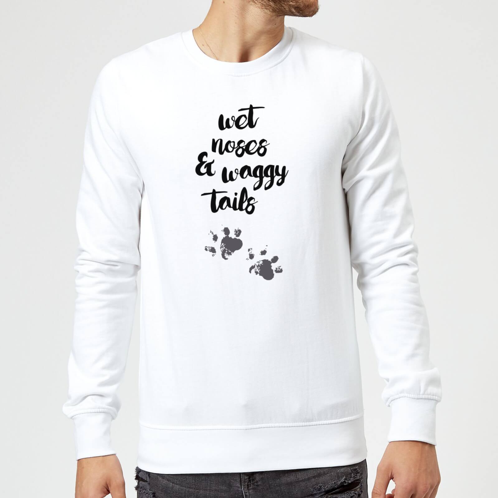 Candlelight Wet Noses And Waggy Tails Paw Prints Sweatshirt - White - S - White