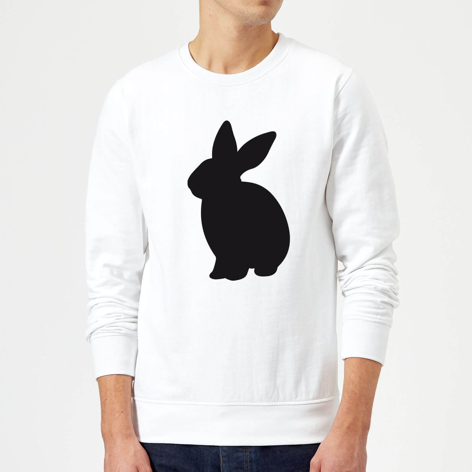 Candlelight Bunny Rabbit Silhouette Sweatshirt - White - S - White