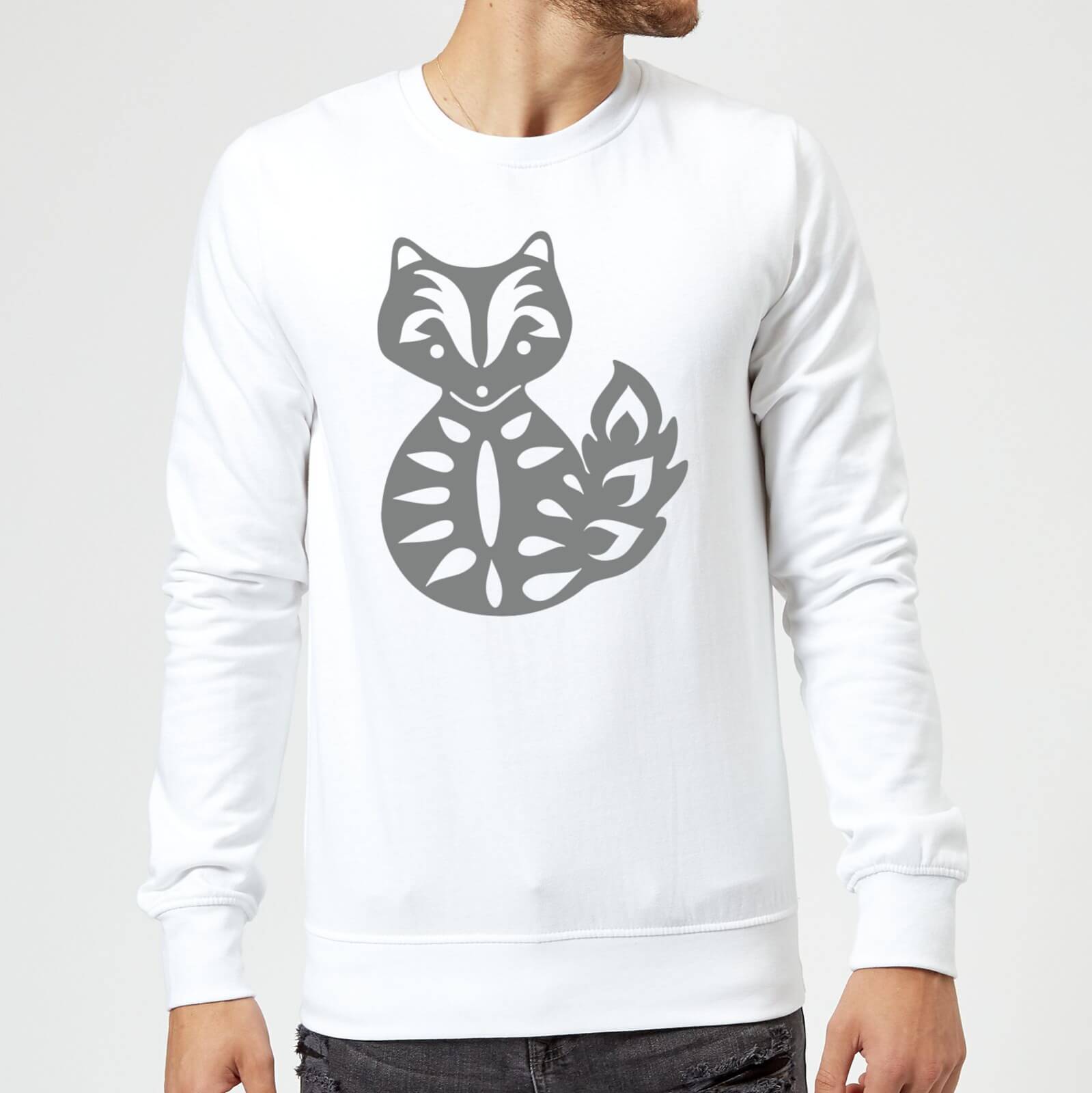 Candlelight Folk Silhouette Fox Cutout Sweatshirt - White - L - White