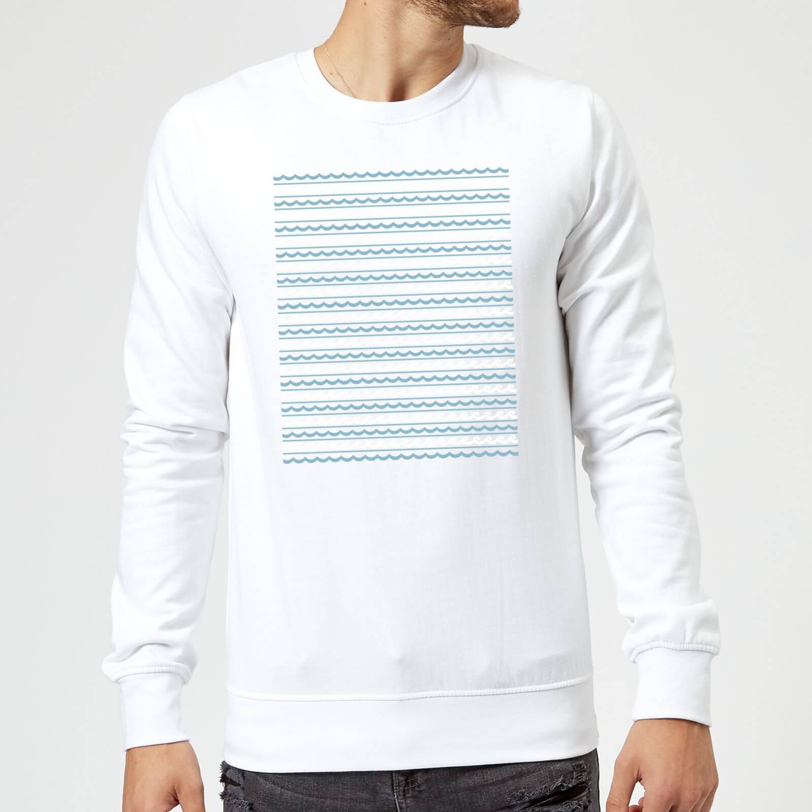 Candlelight Simple Wave Pattern Sweatshirt - White - S - White