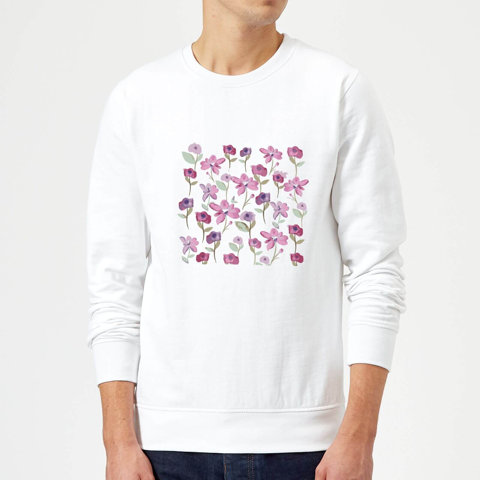 Candlelight Spring Flower Bed Sweatshirt - White - S - White